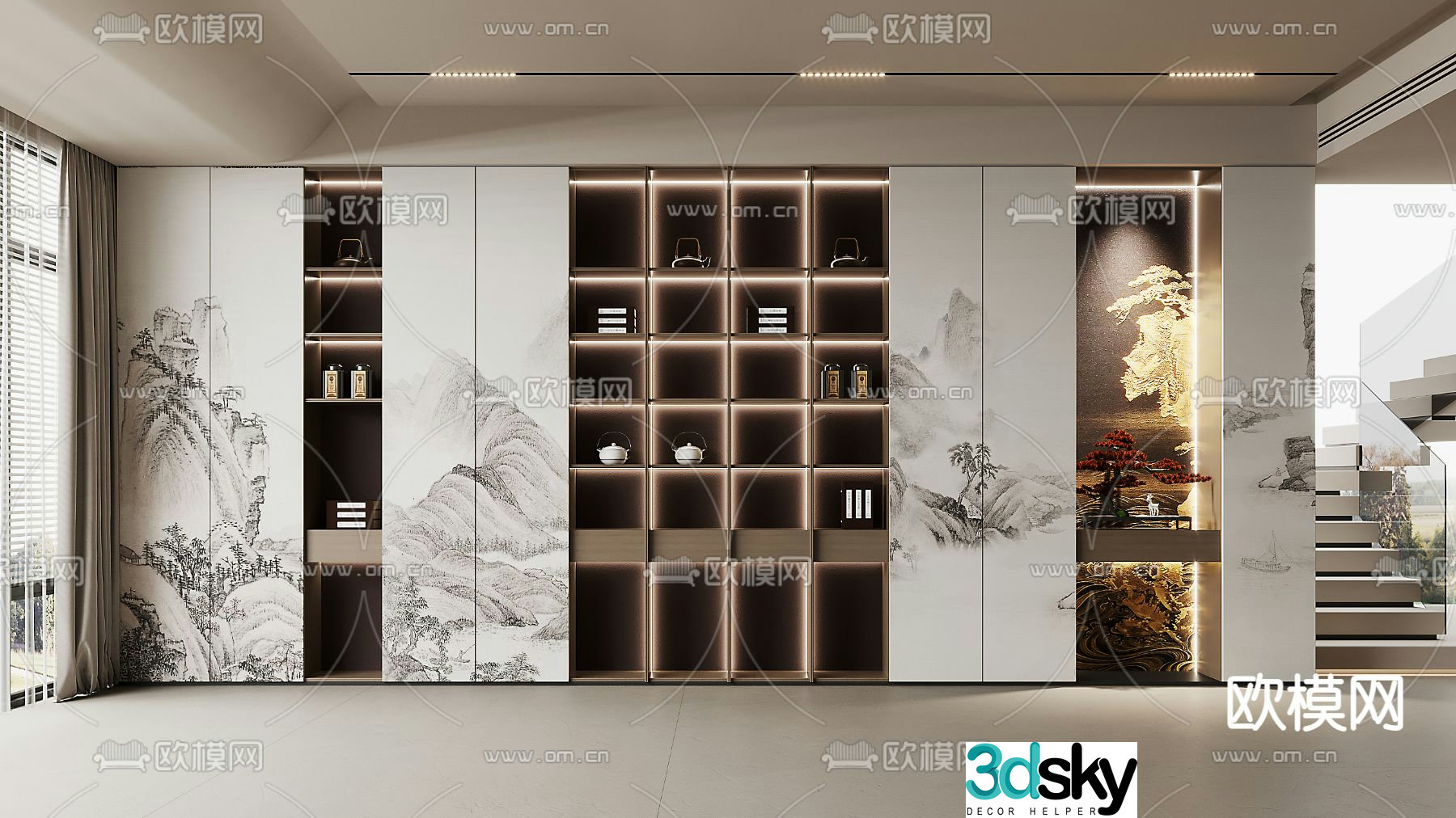 New Chinese style decorative cabinet 3d model