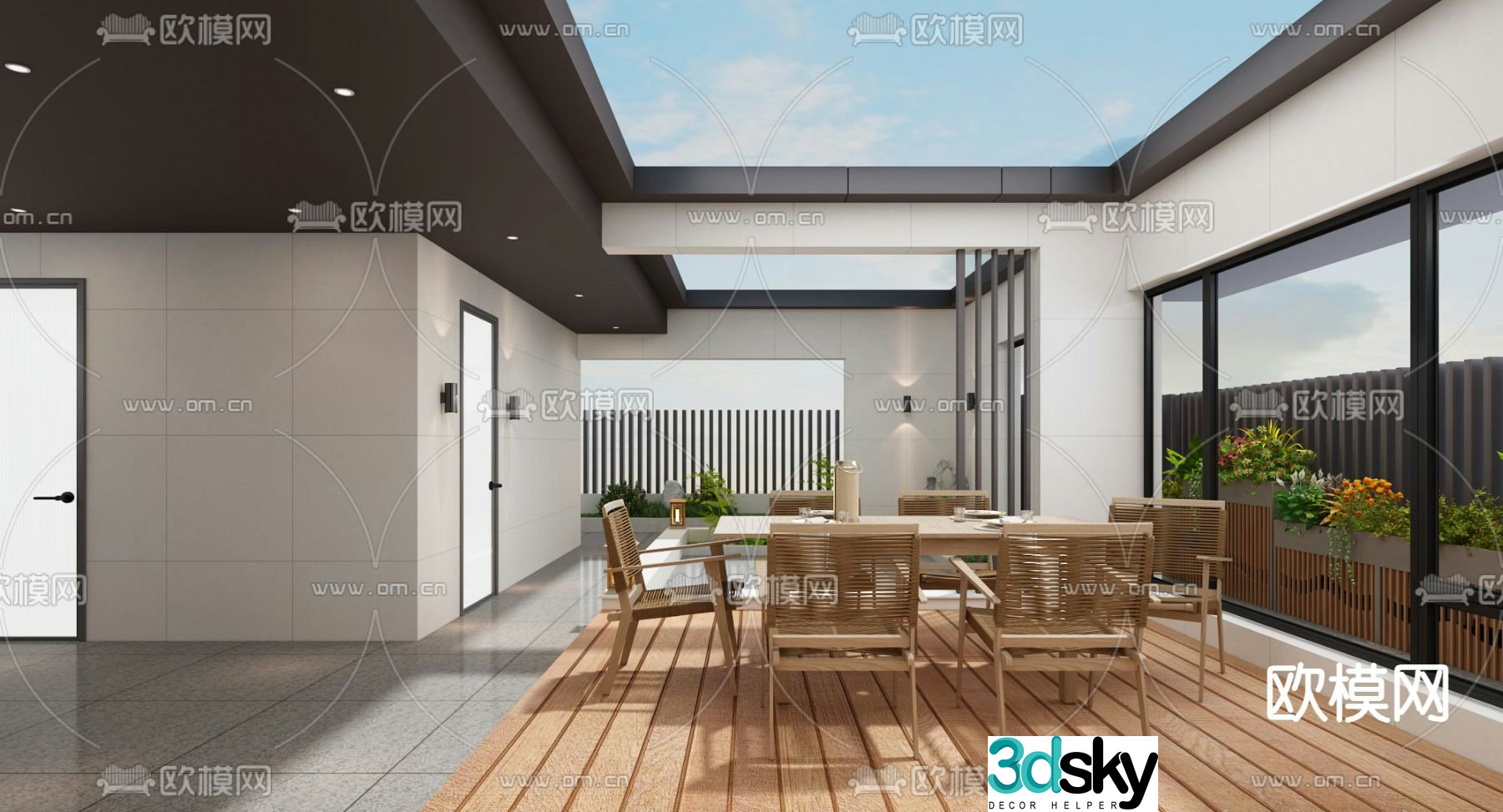 Villa courtyard courtyard landscape 3d model