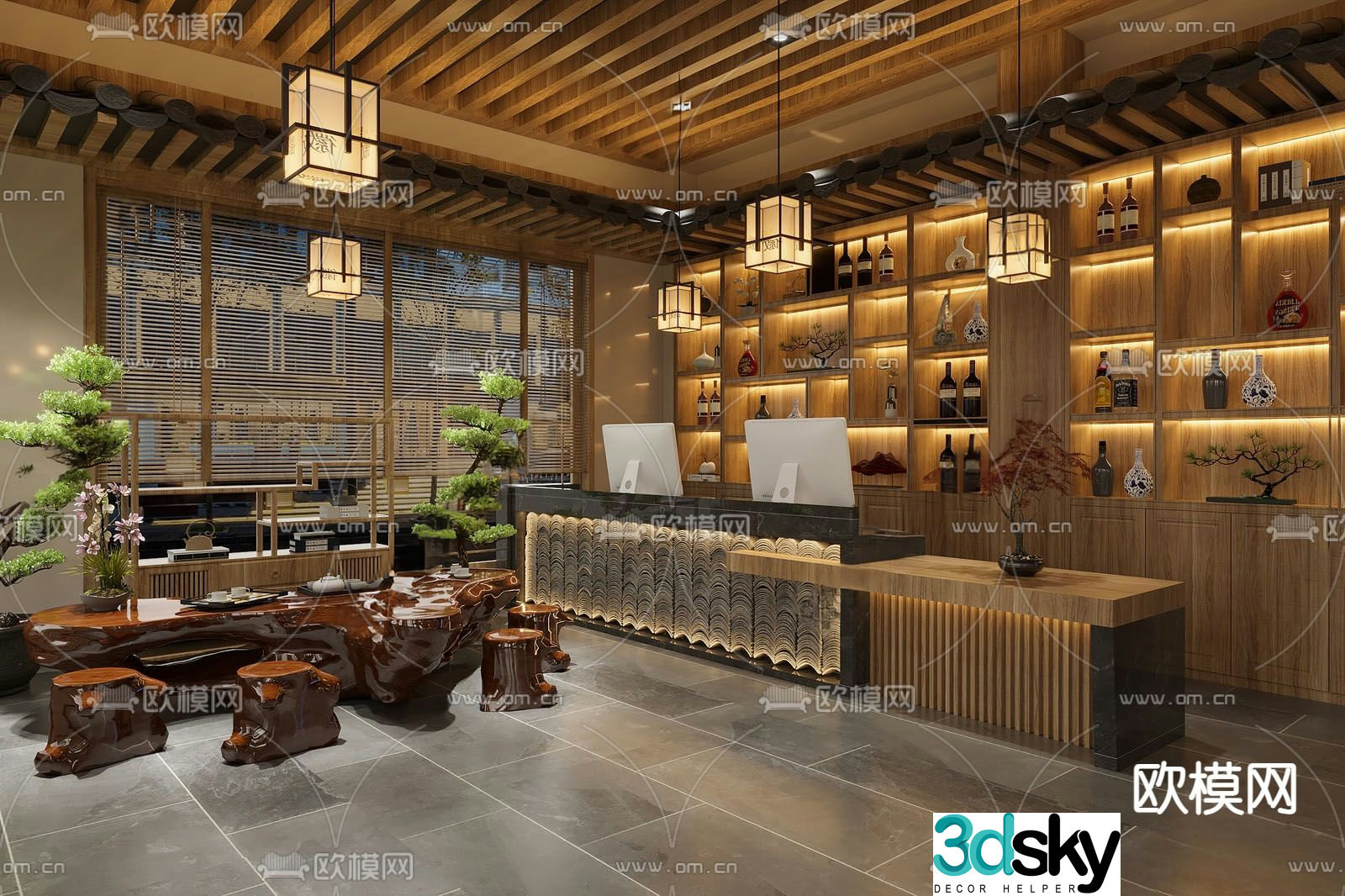 Chinese restaurant cashier 3d model