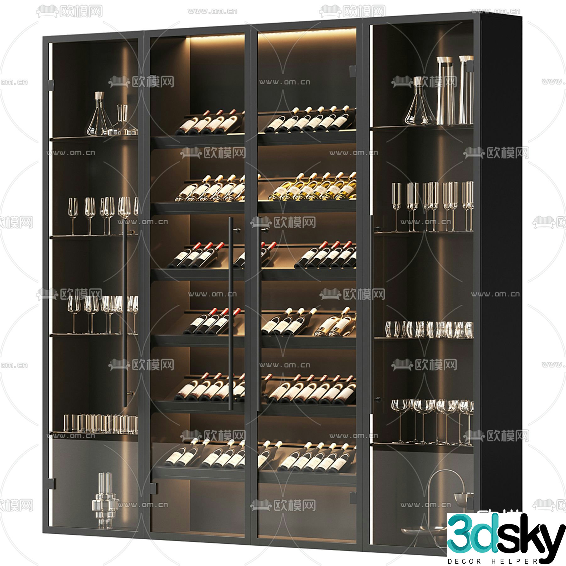 Glass wine cabinet 3d model
