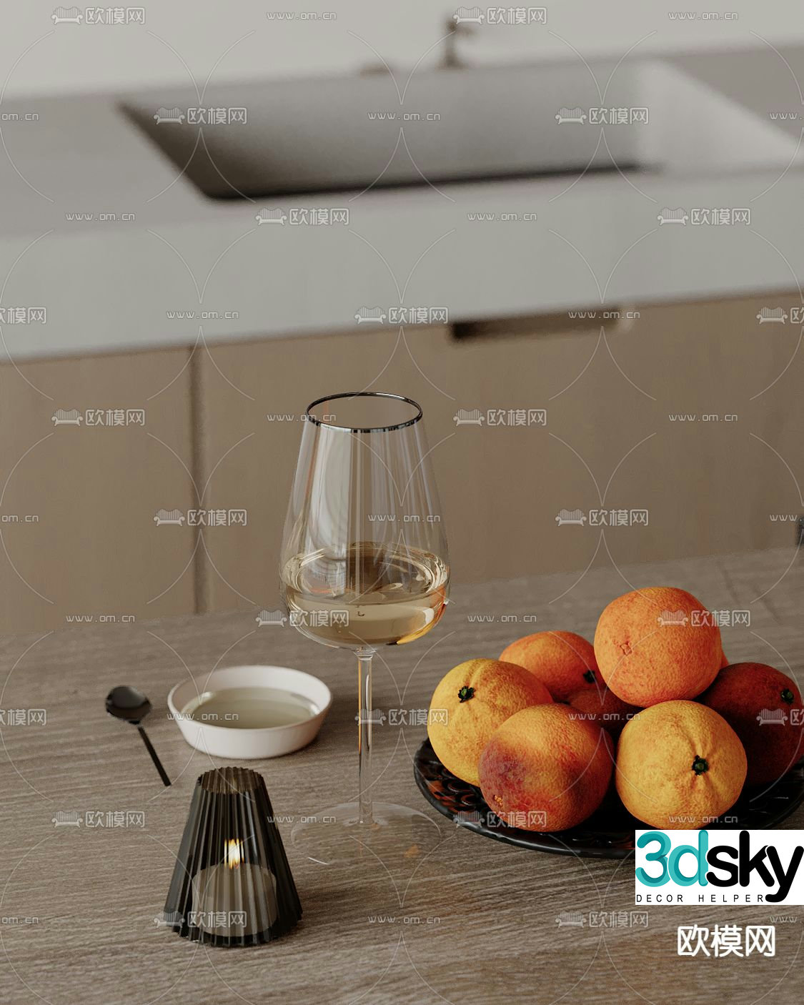 Drink cup candle fruit kitchen ornaments 3d model