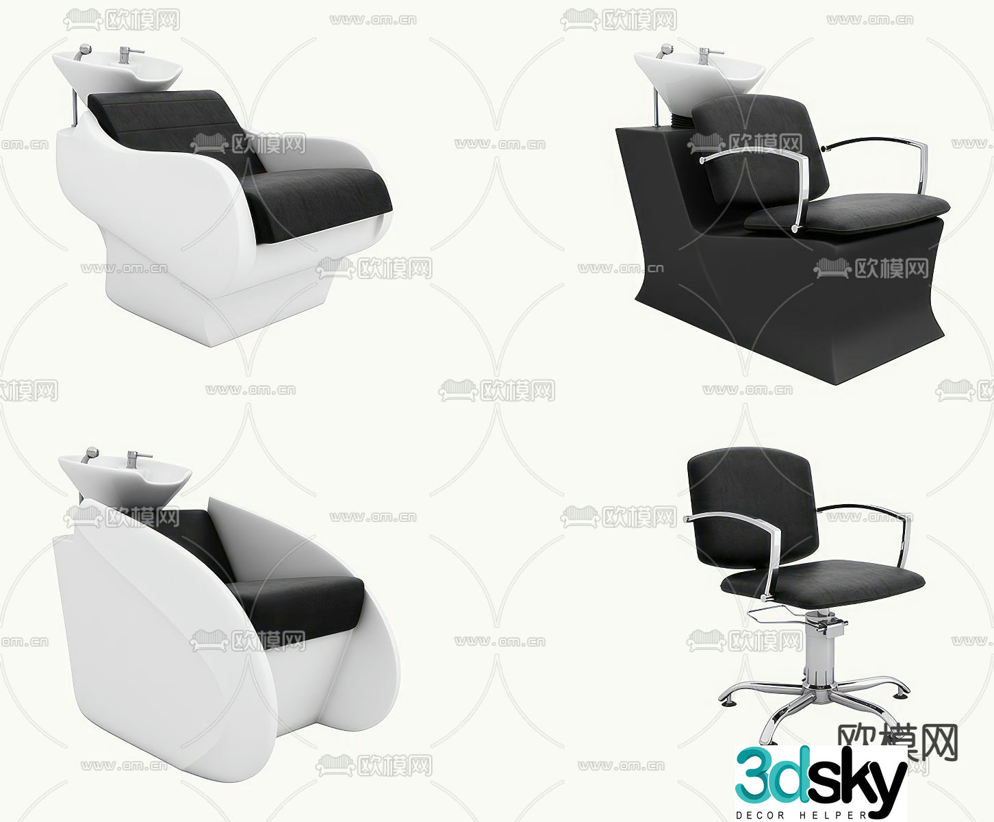 AYALA shampoo chair barber shop chair 3d model