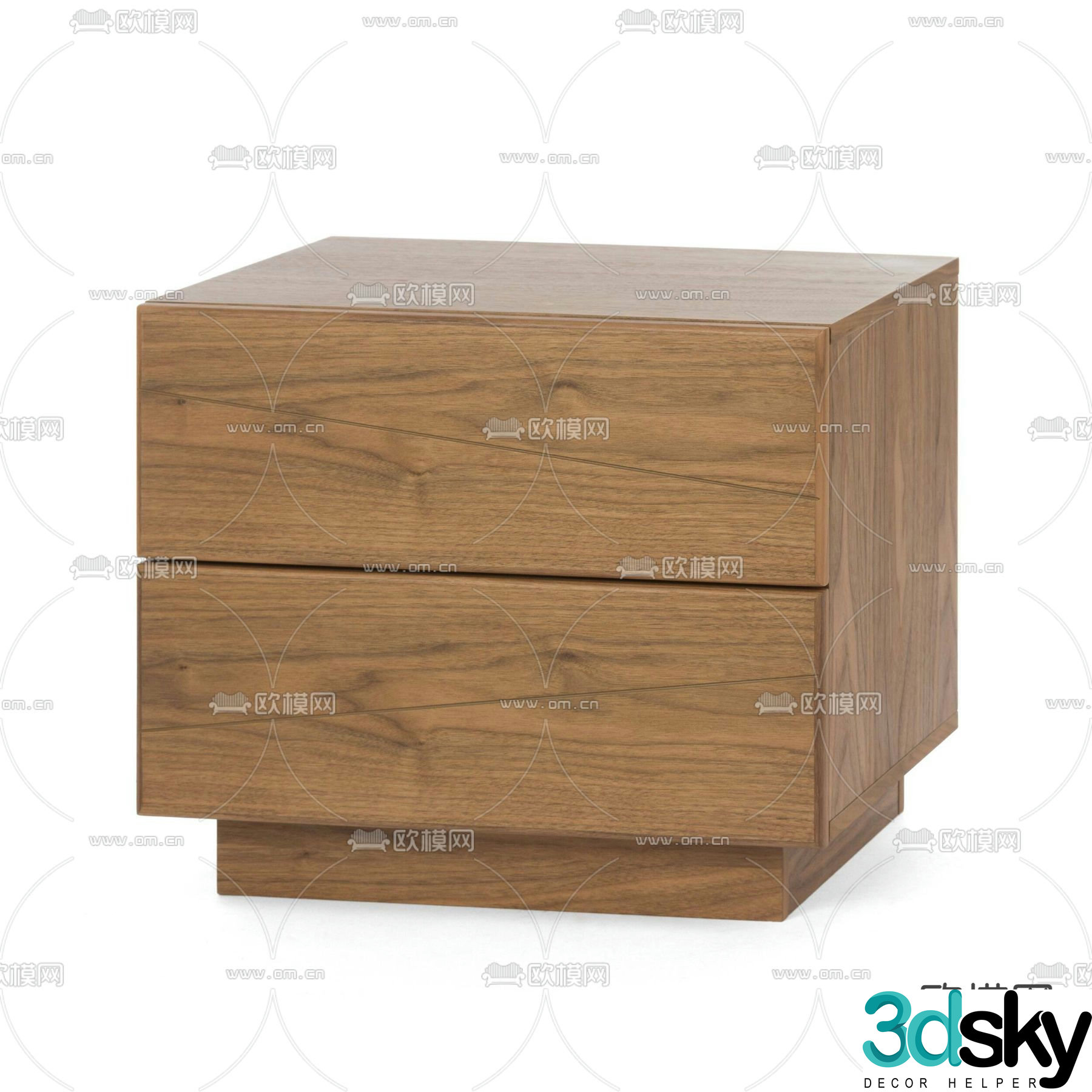 Wabi-sabi style bedside table and chest 3D model
