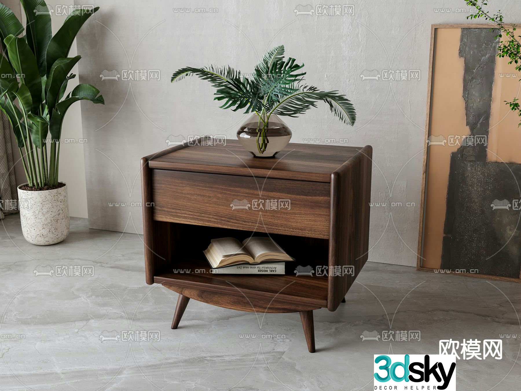 wabi-sabi bedside table 3d model