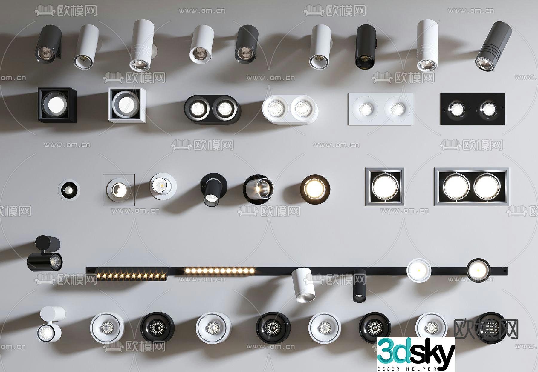 Downlight spotlight magnetic track spotlight 3d model