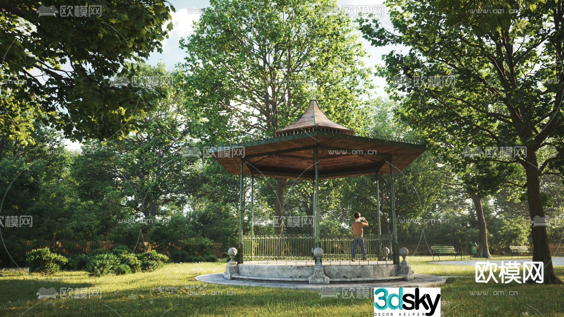 Park landscape forest path 3d model