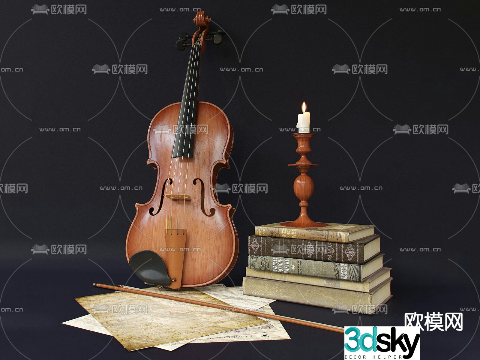 Simple European musical instrument violin 3d model