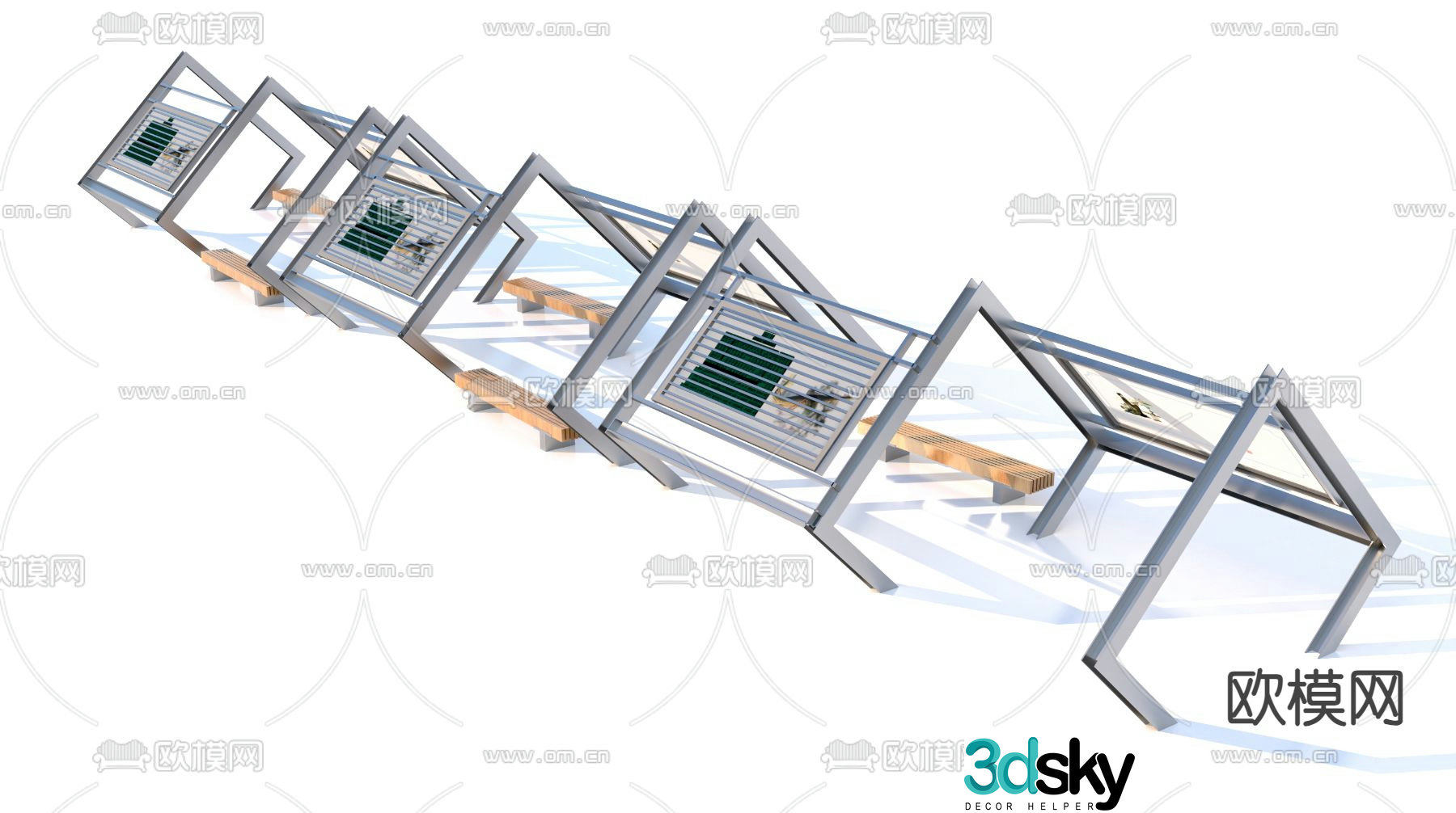 Corridor Cultural Corridor Steel Structure 3D Model