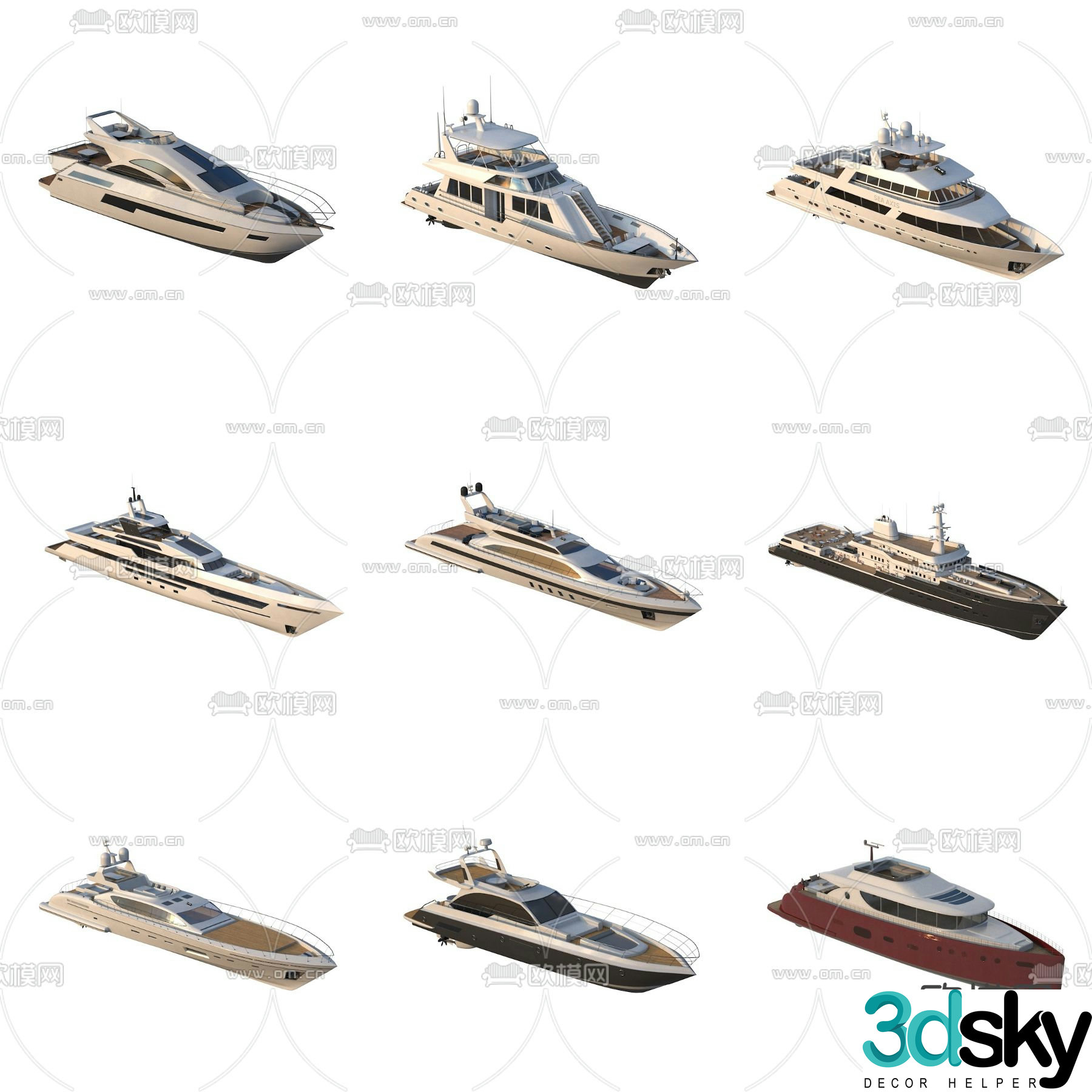 yacht speedboat cruise ship 3d model