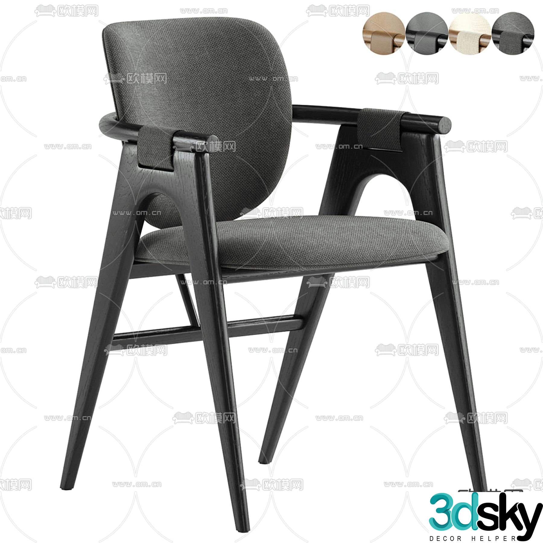 Rowanoke modern chair dining chair 3d model