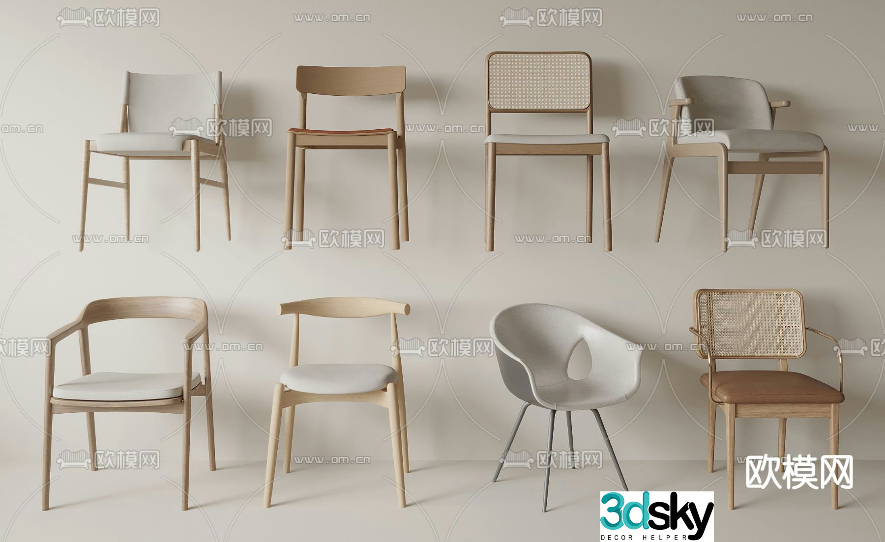 Nordic chair dining chair 3d model