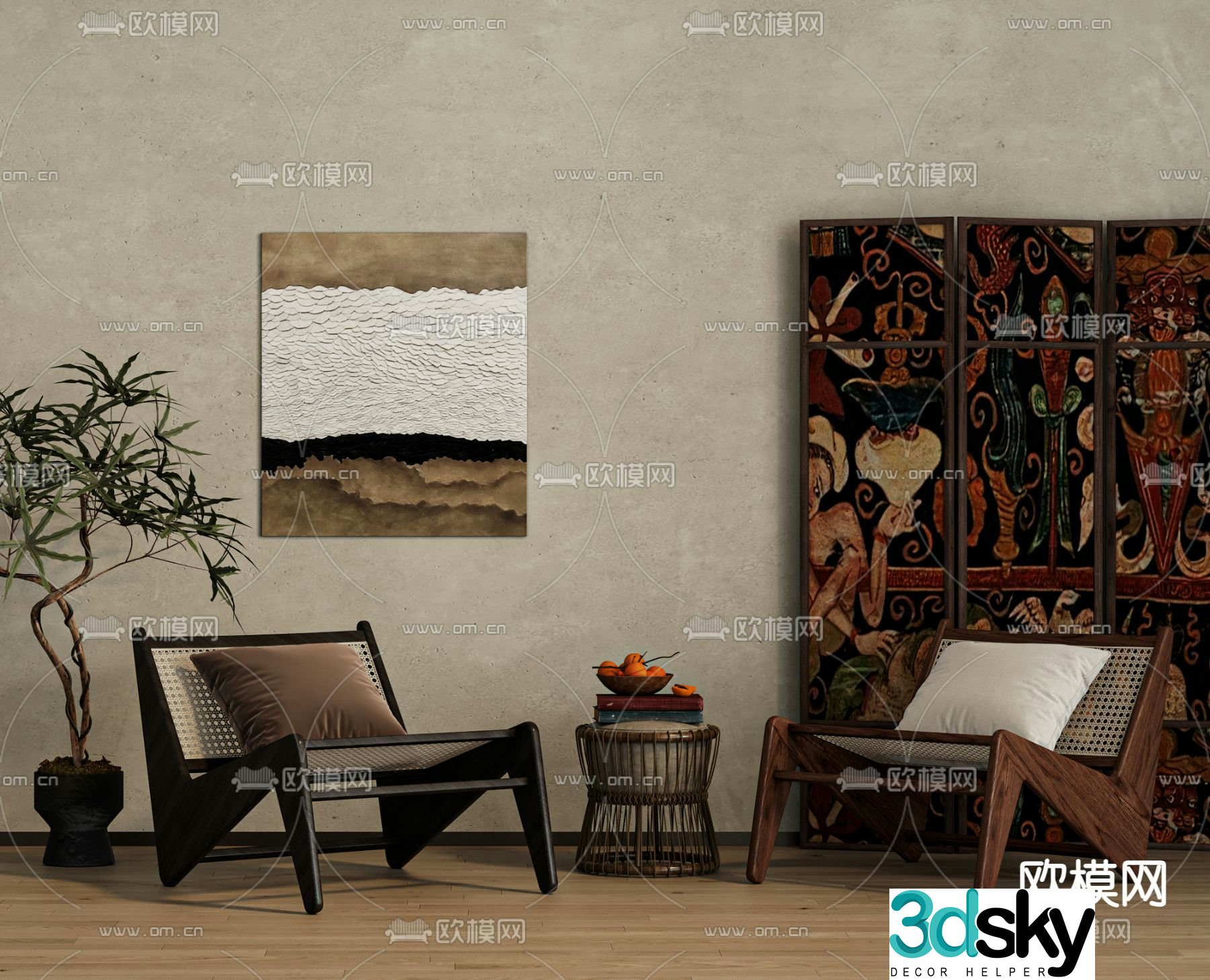 Wabiji rattan chair lounge chair leisure chair 3D model