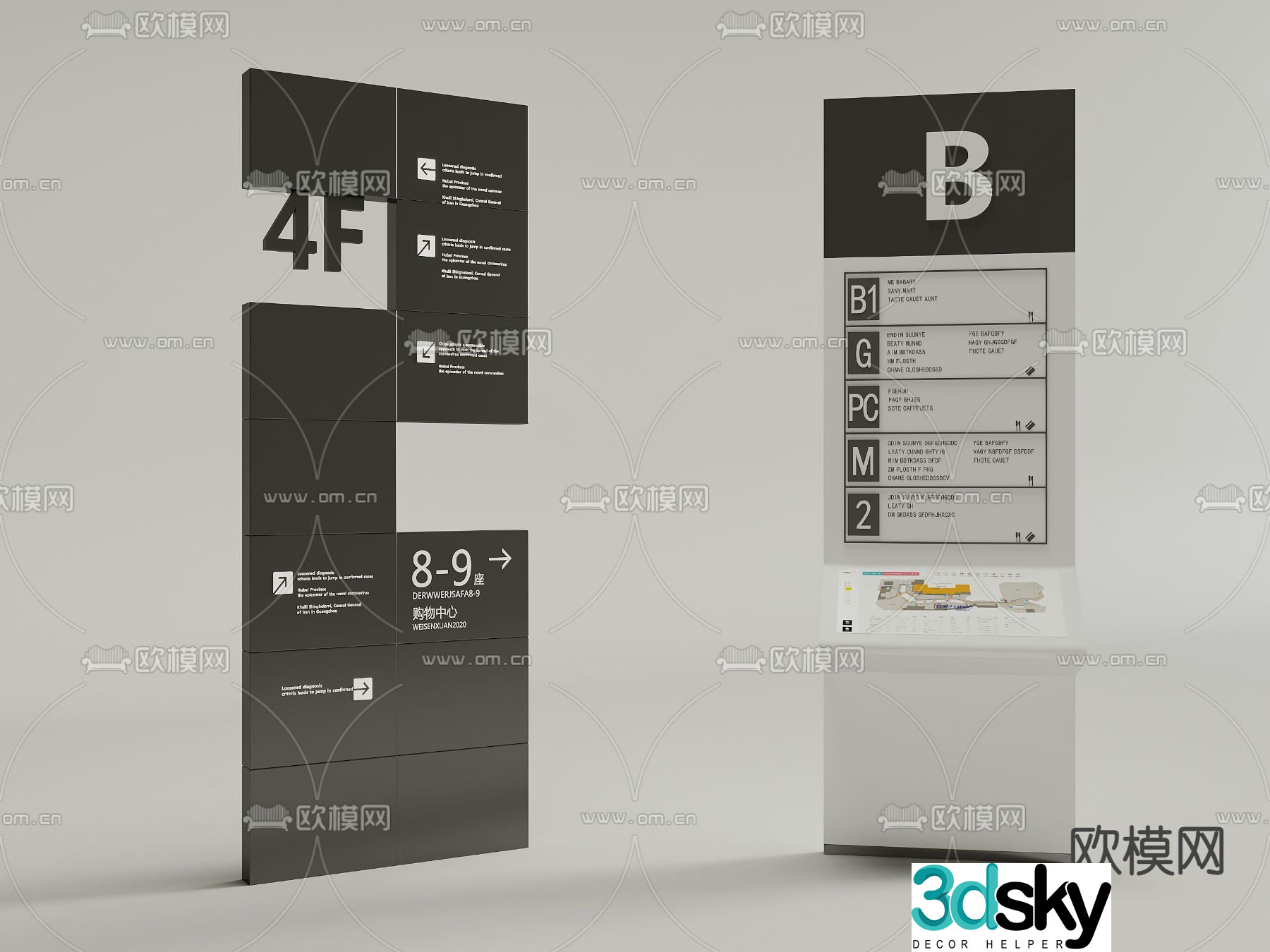 Signage guide sign 3d model