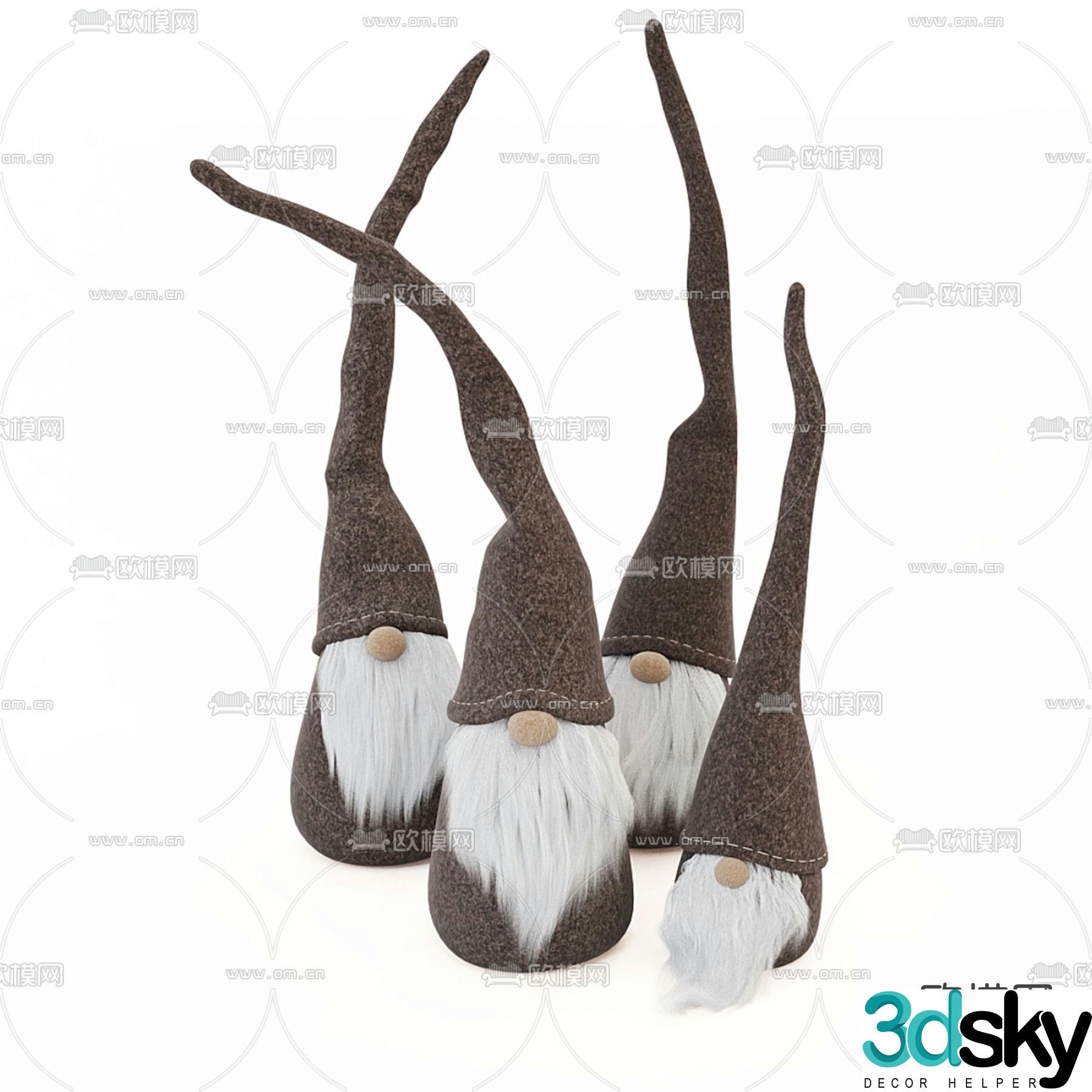 Santa Claus Doll Cartoon Muppet 3D Model