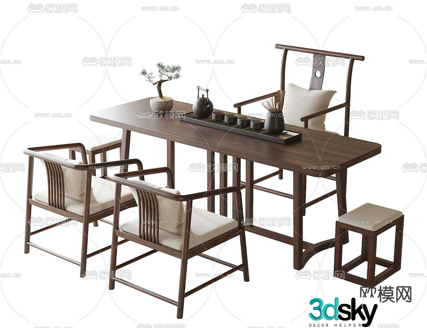 Chinese tea table tea making table 3d model