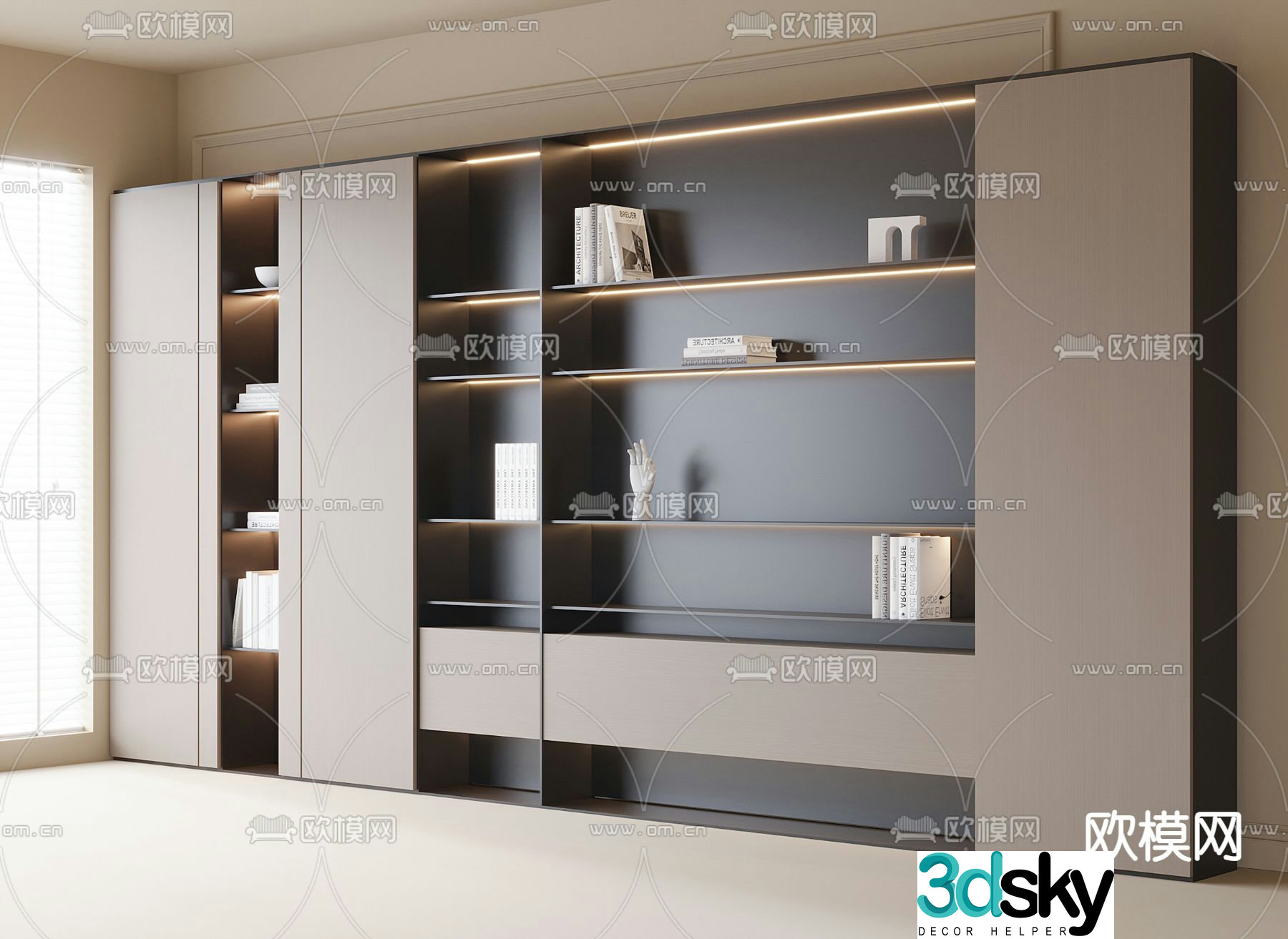 Modern bookcase display cabinet 3d model