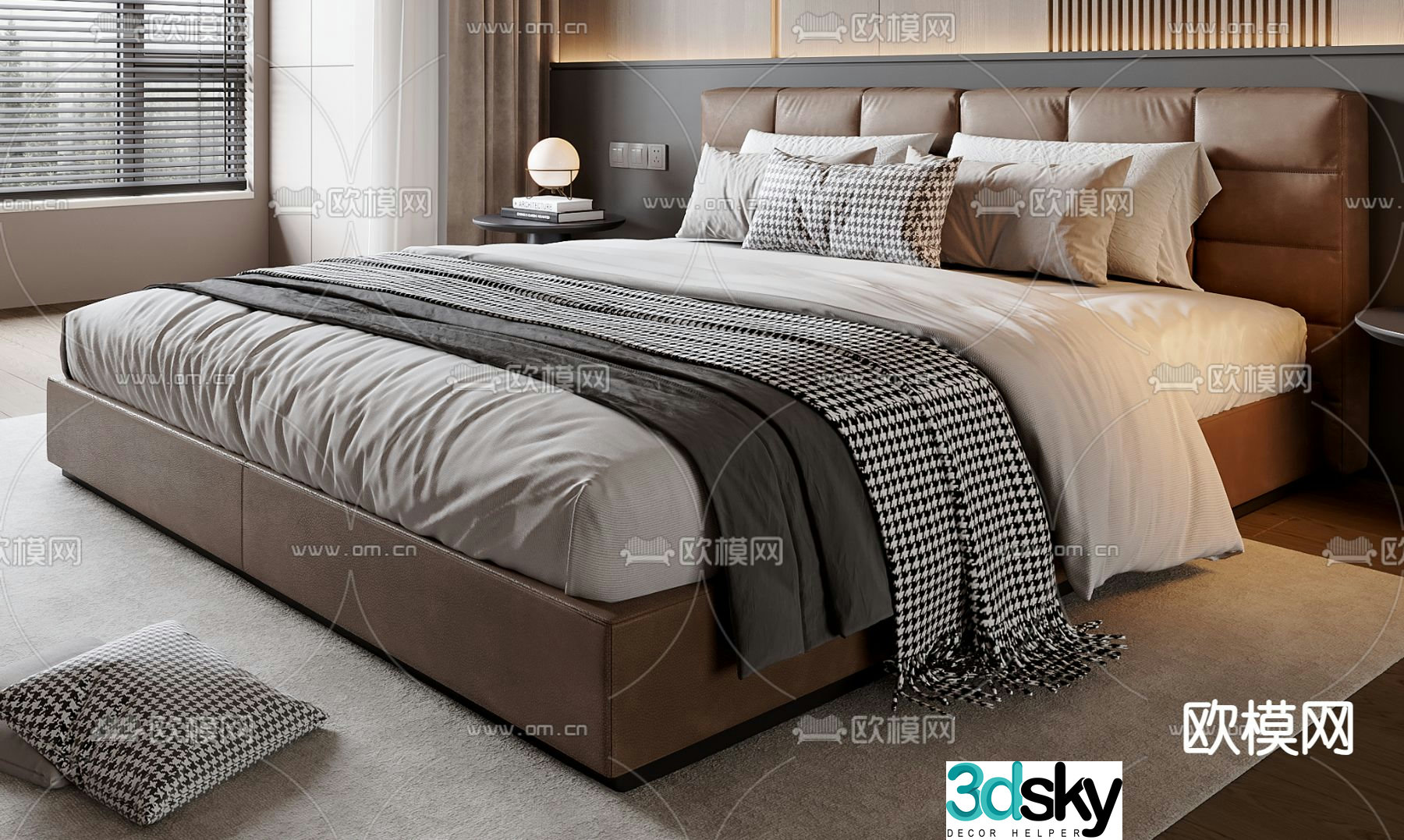 Italian double bed 3d model
