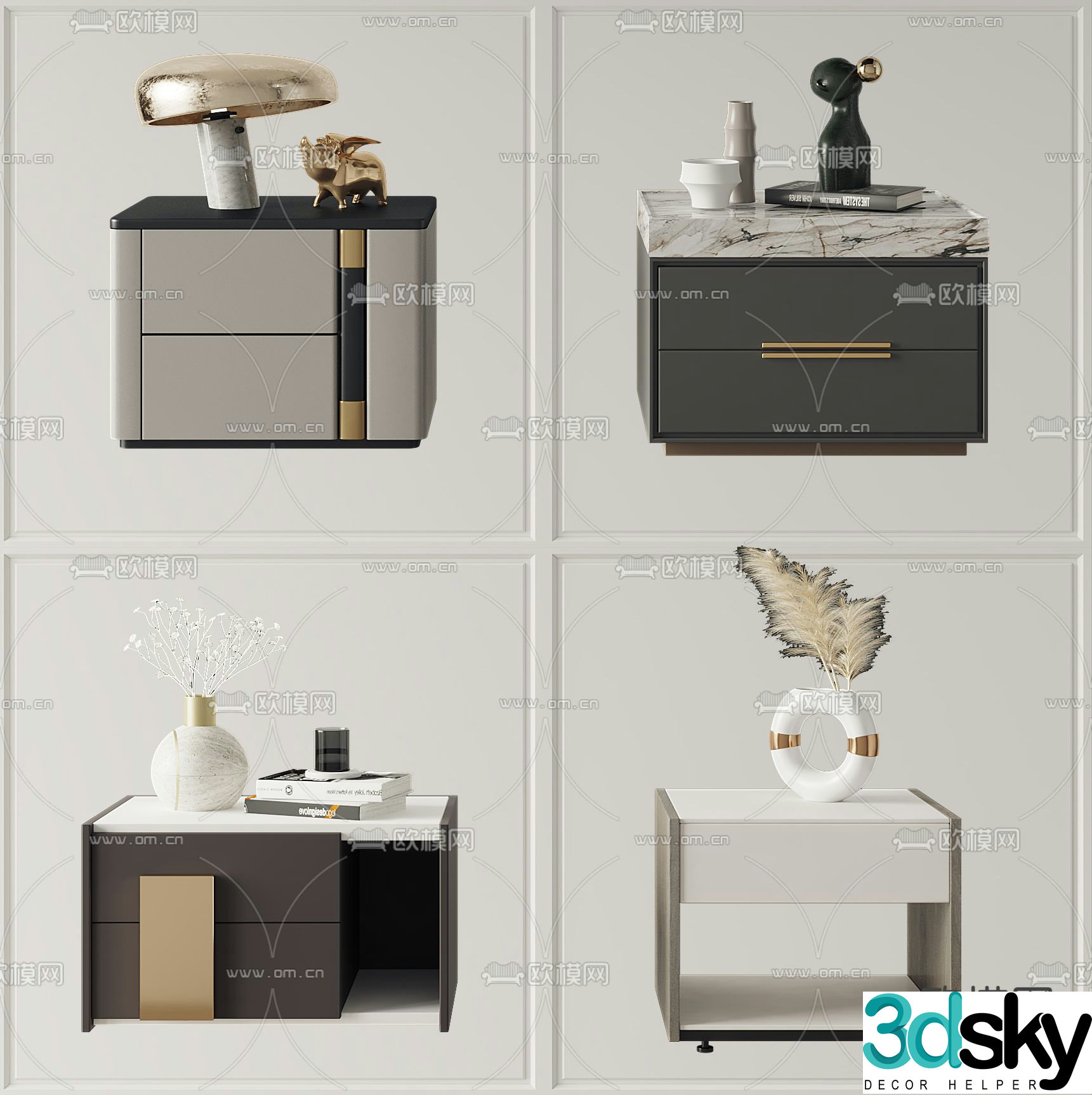 Modern bedside table chest 3d model