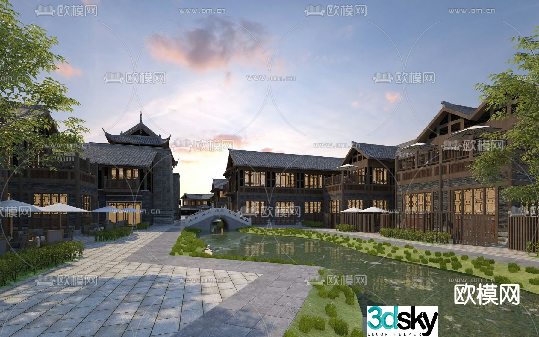 Chinese style ancient building antique commercial street 23d model