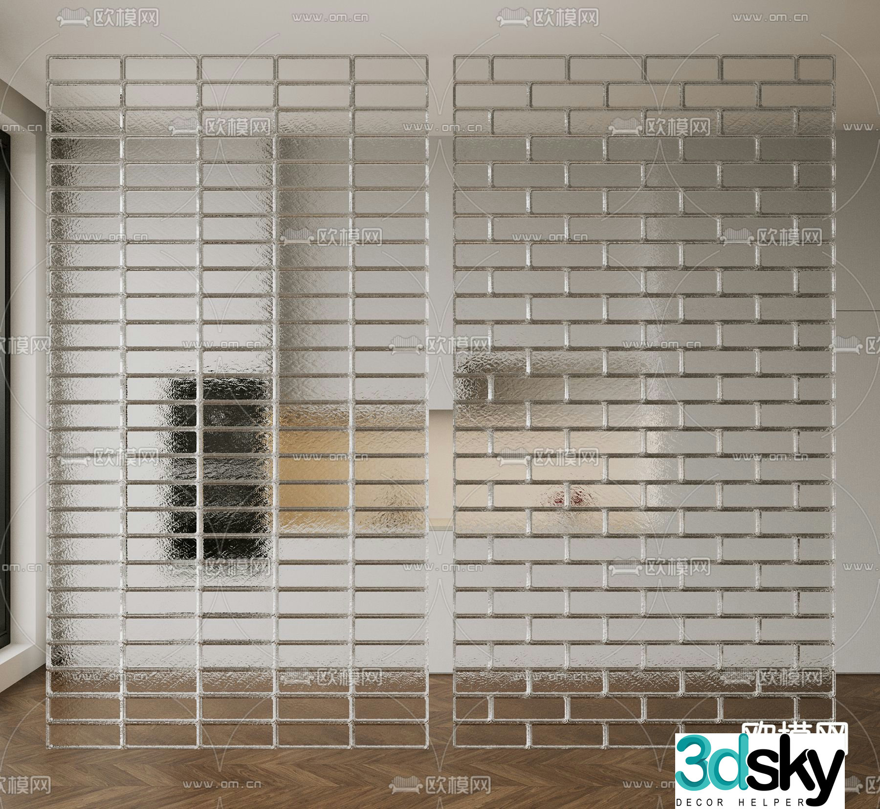 Glass brick partition 3d model