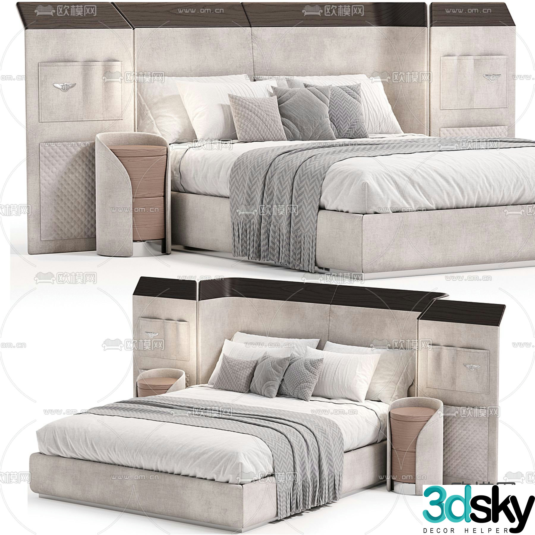 Bentley Ramsey modern double bed 3d model