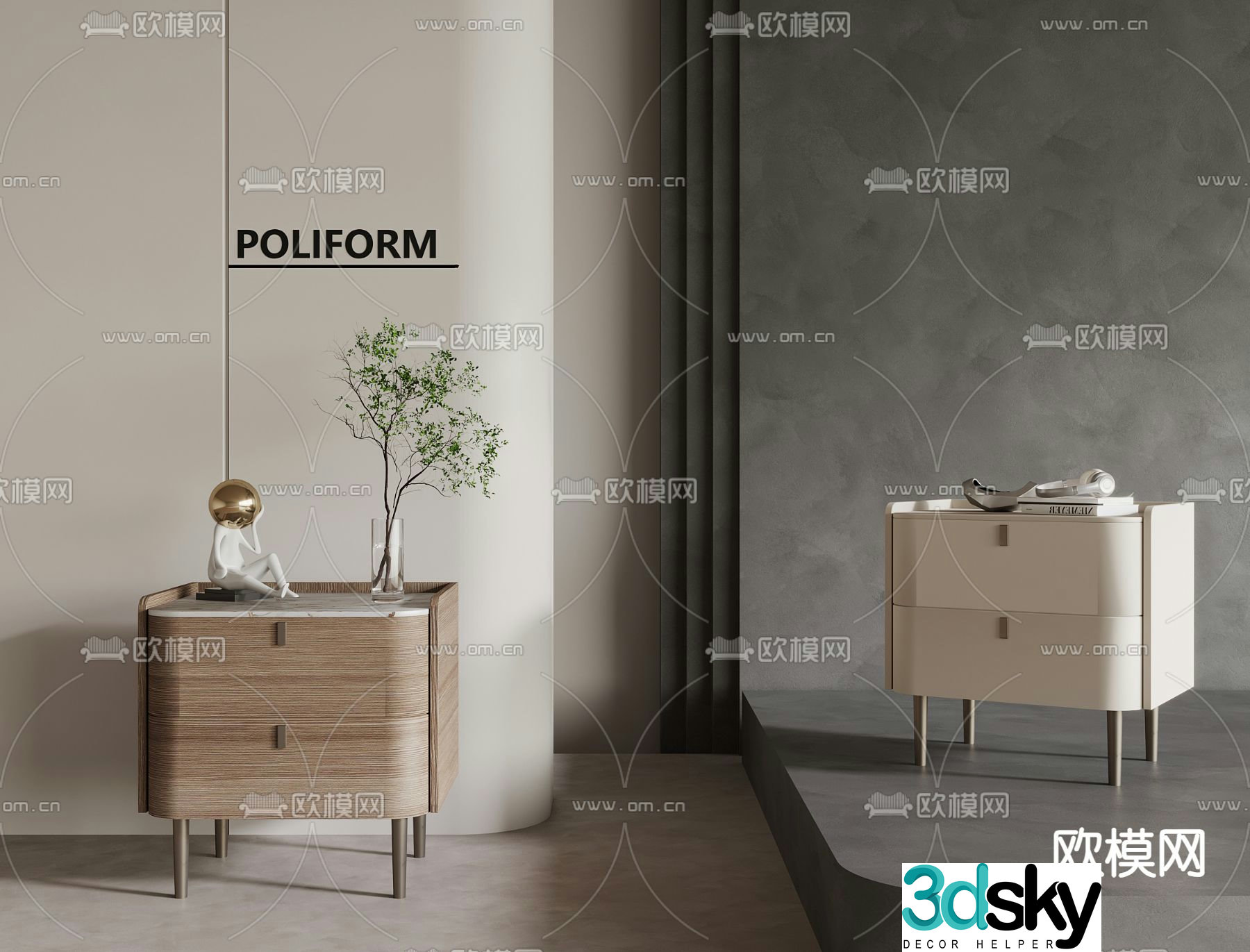Modern bedside table 3d model
