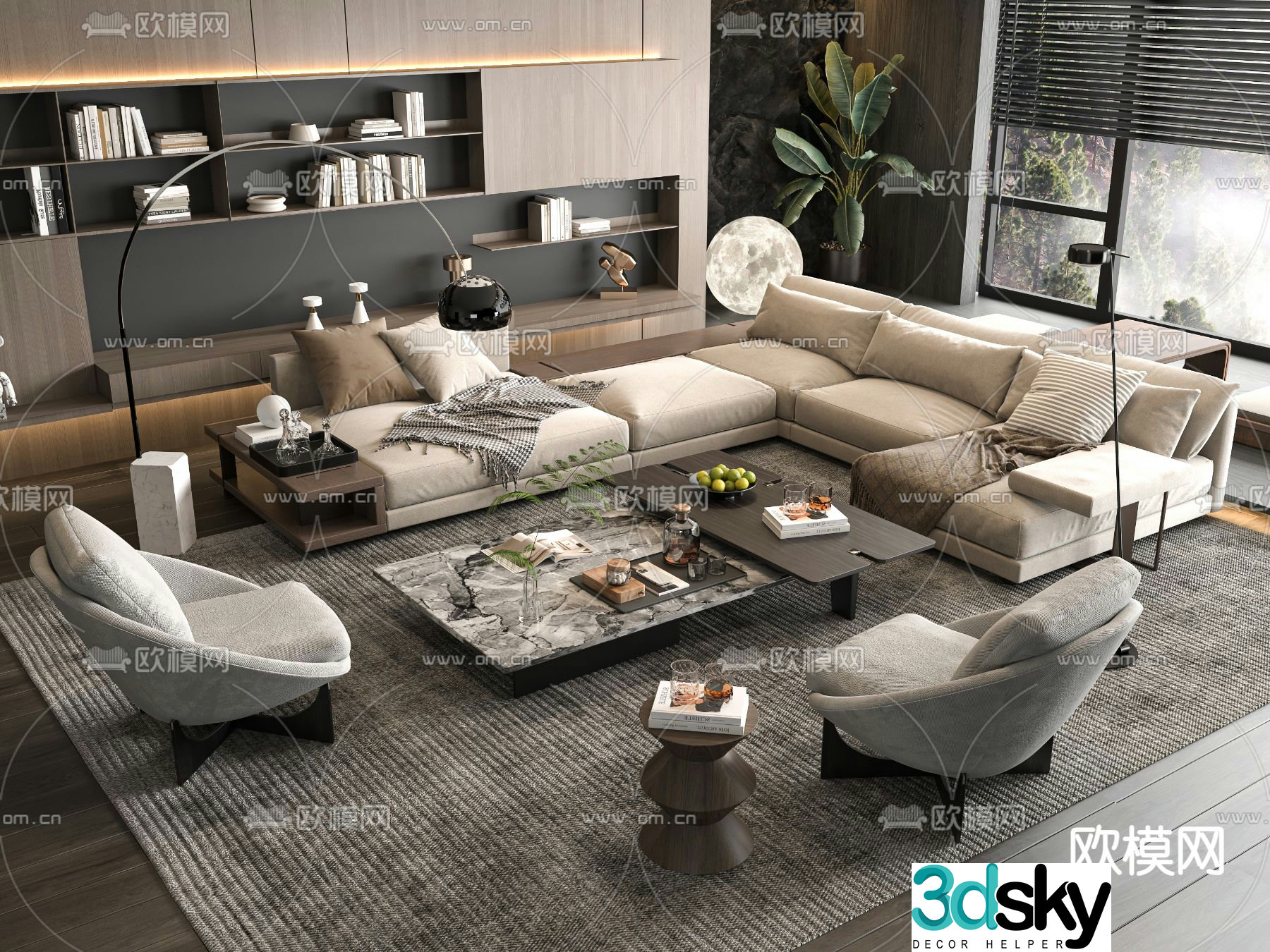 Minotti Italian sofa modular sofa 3d model