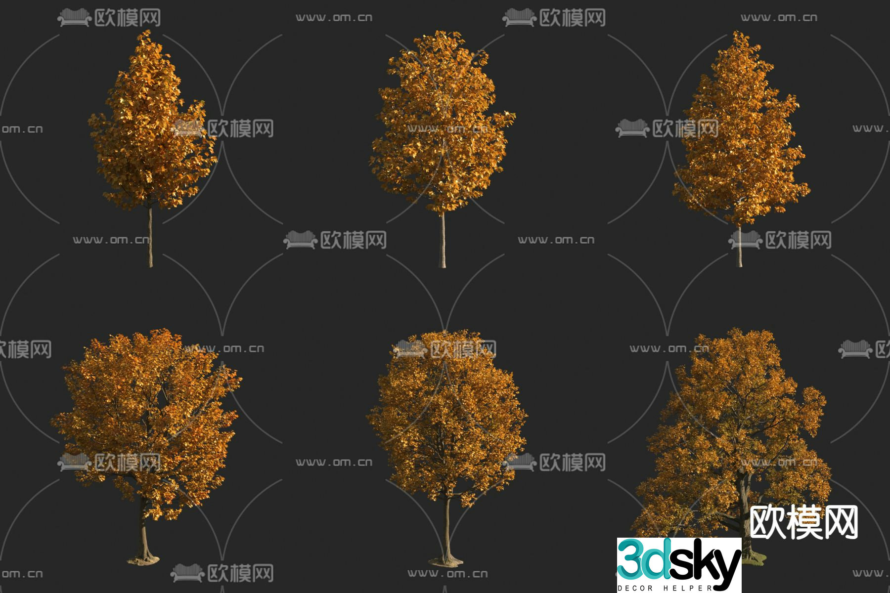 lemon Autumn tree Landscape tree 3d model