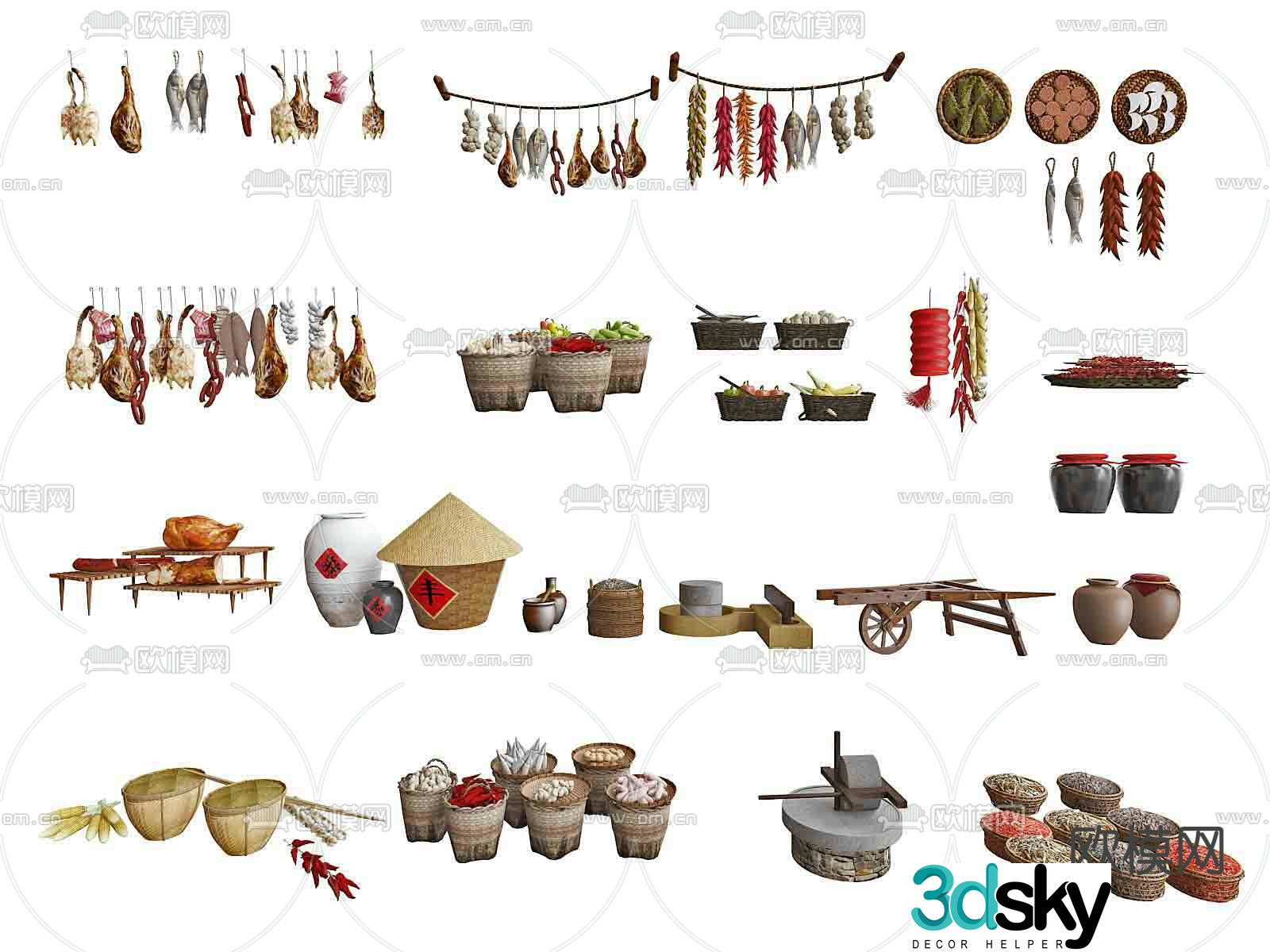 Rural farming sketch folk sketch 3D model