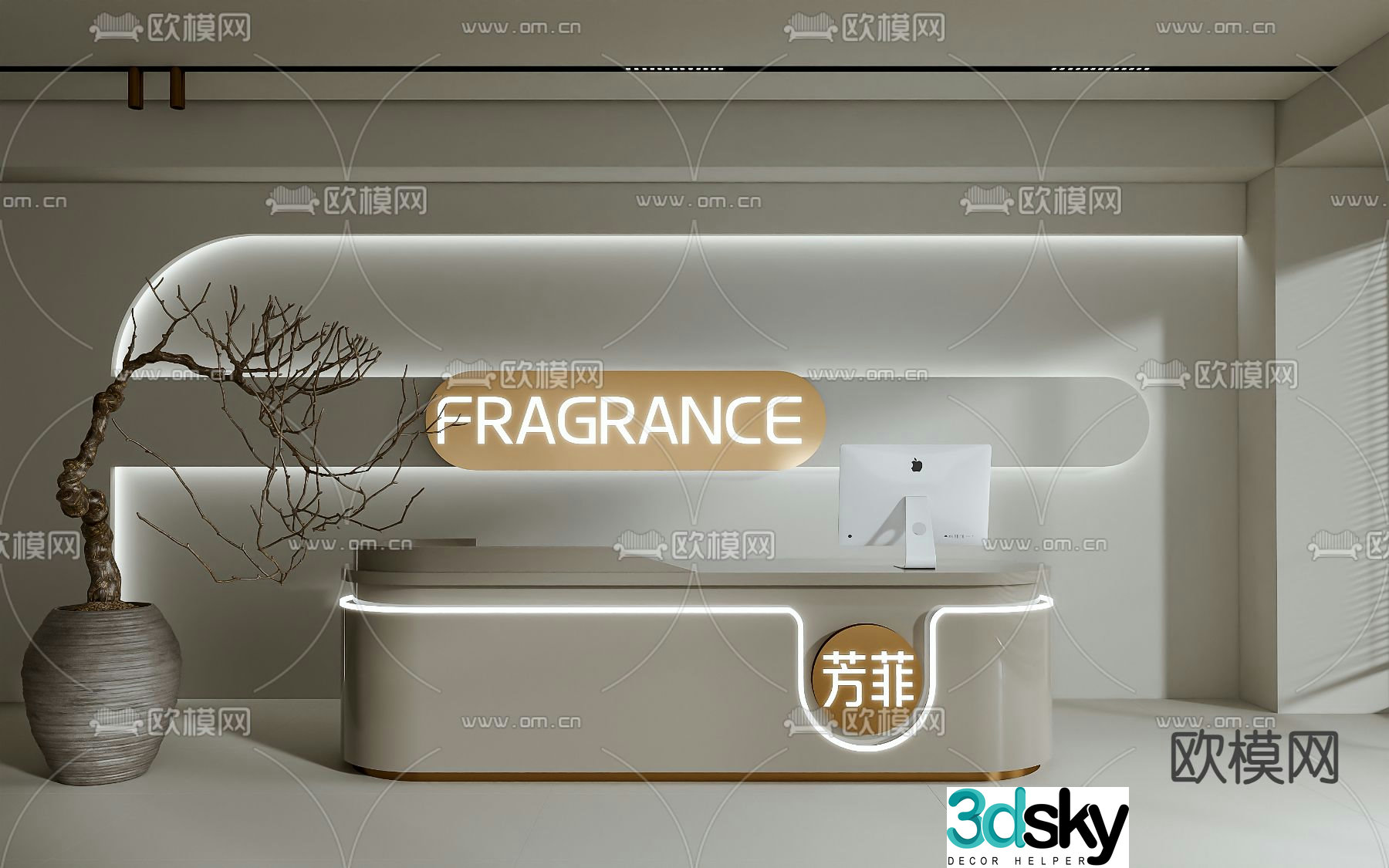 Modern front desk reception desk service desk 3d model