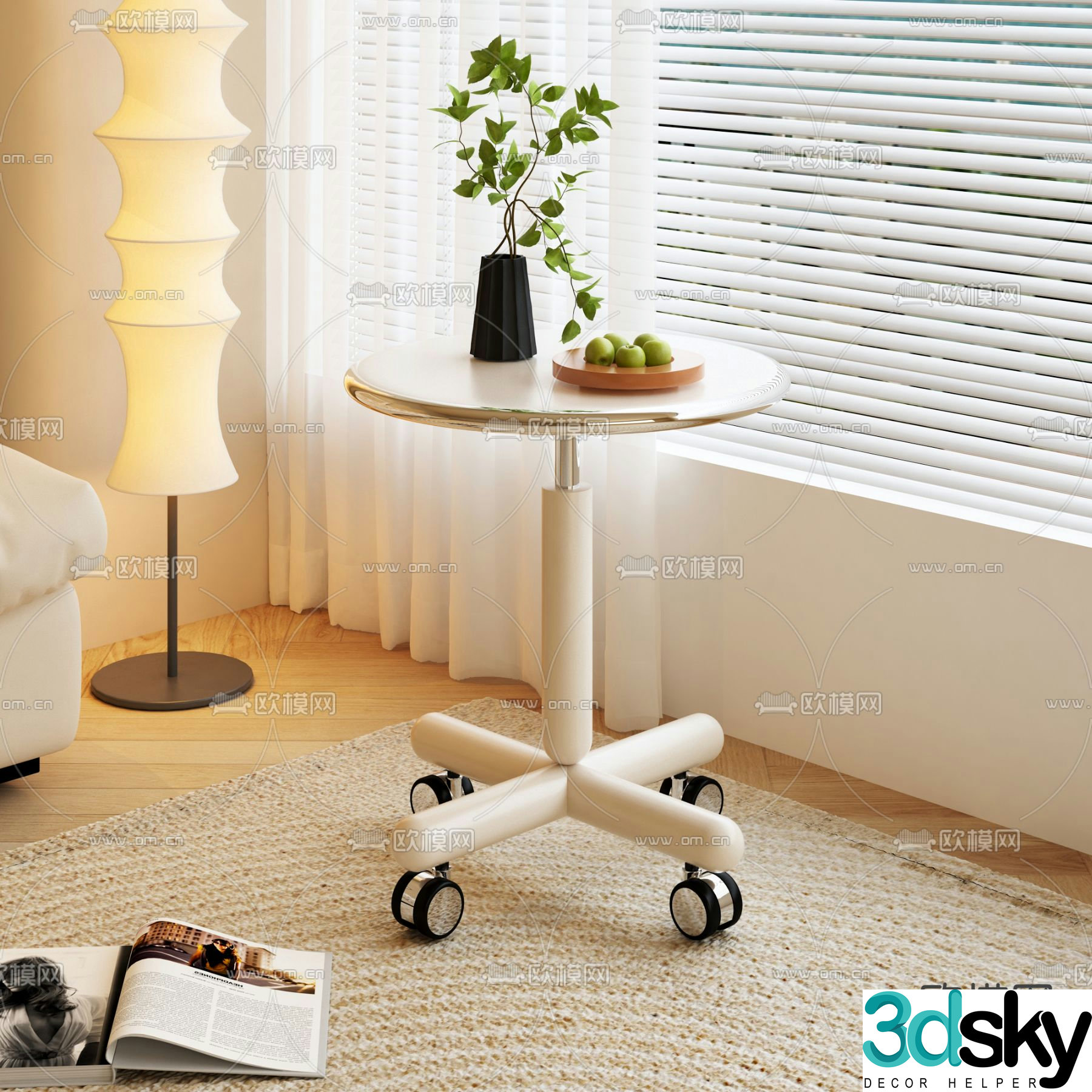 Creamy round table with round side table with round table