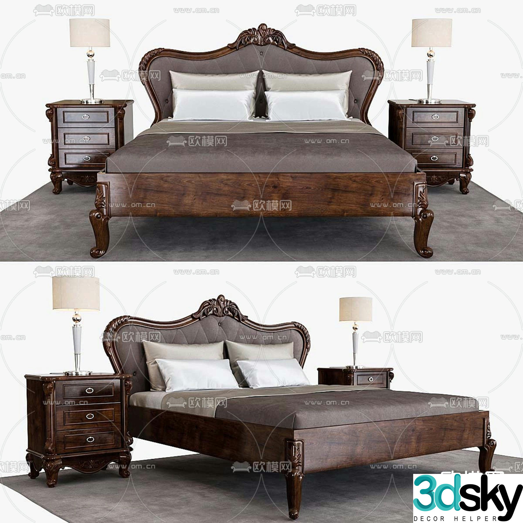 Rhodes Versailles American double bed 3d model