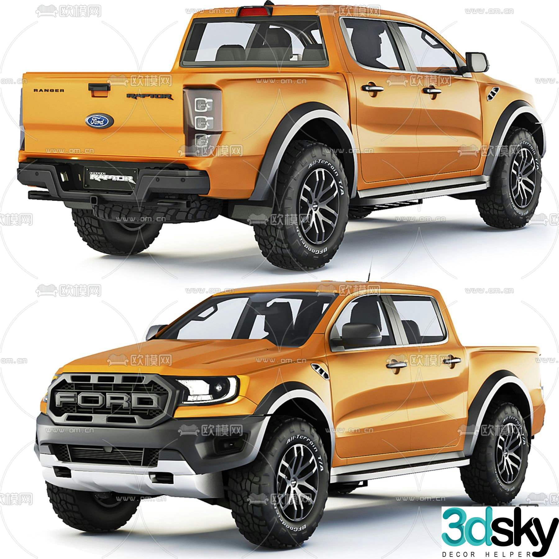 Ford Ranger Raptor 2019 Car Pickup 3d model
