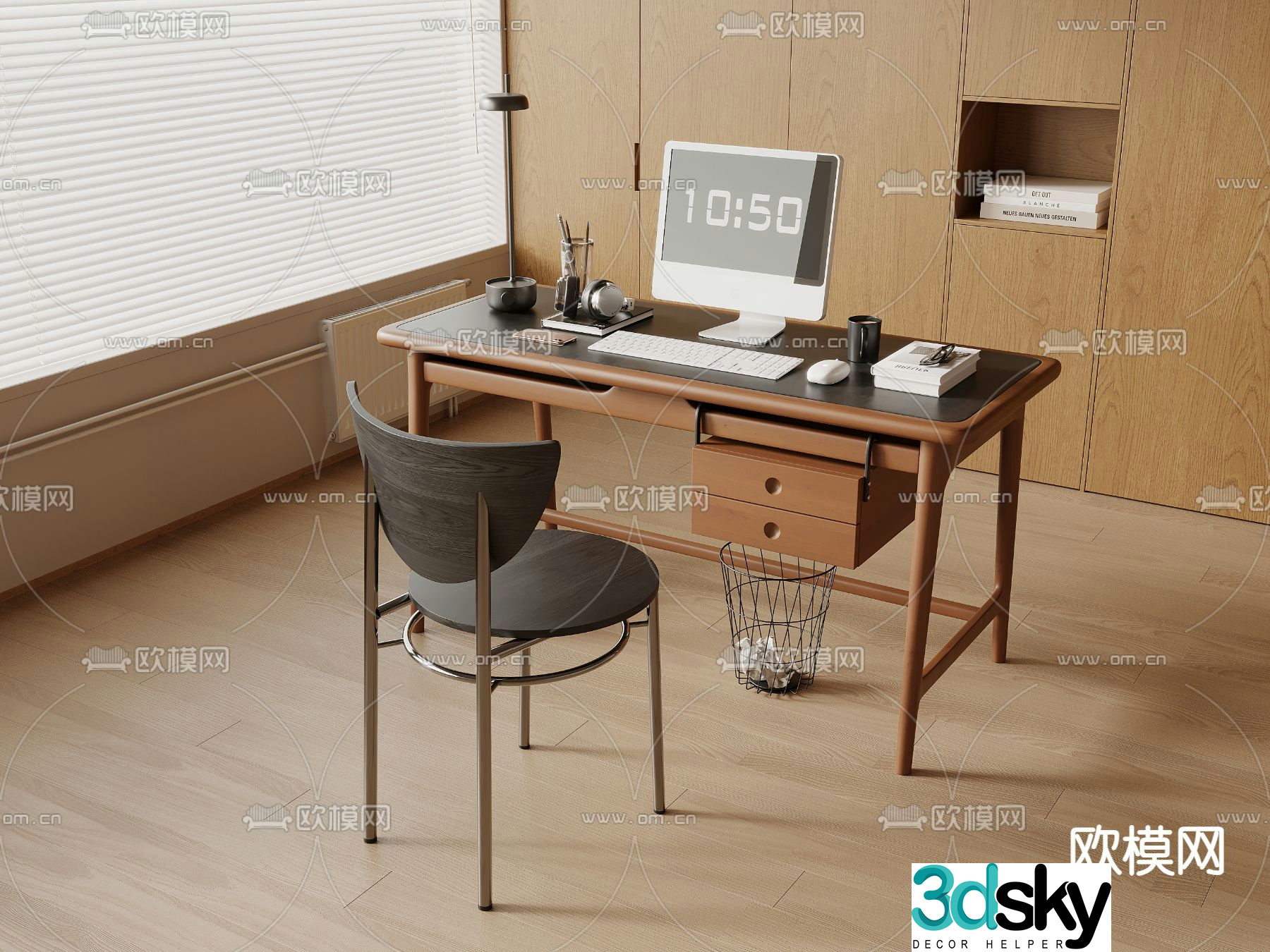 Medieval style desk and chair 3d model