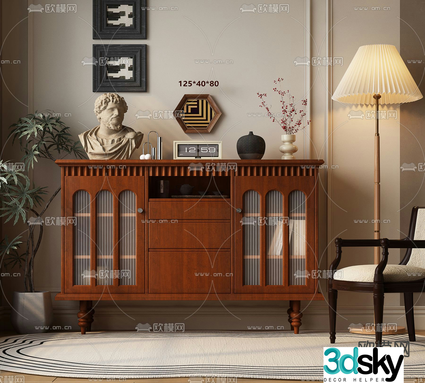 Medieval style sideboard 3d model