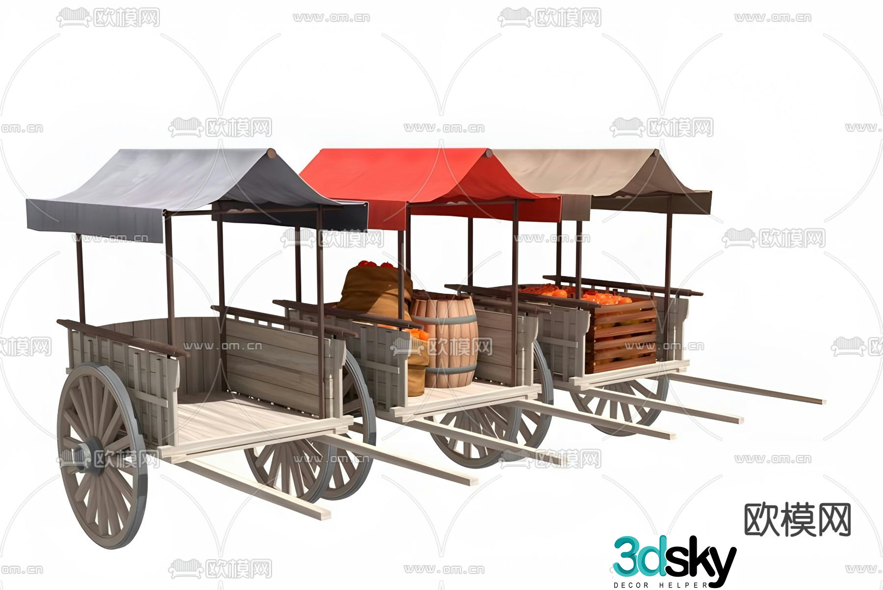 Wet market cart cart 3d model