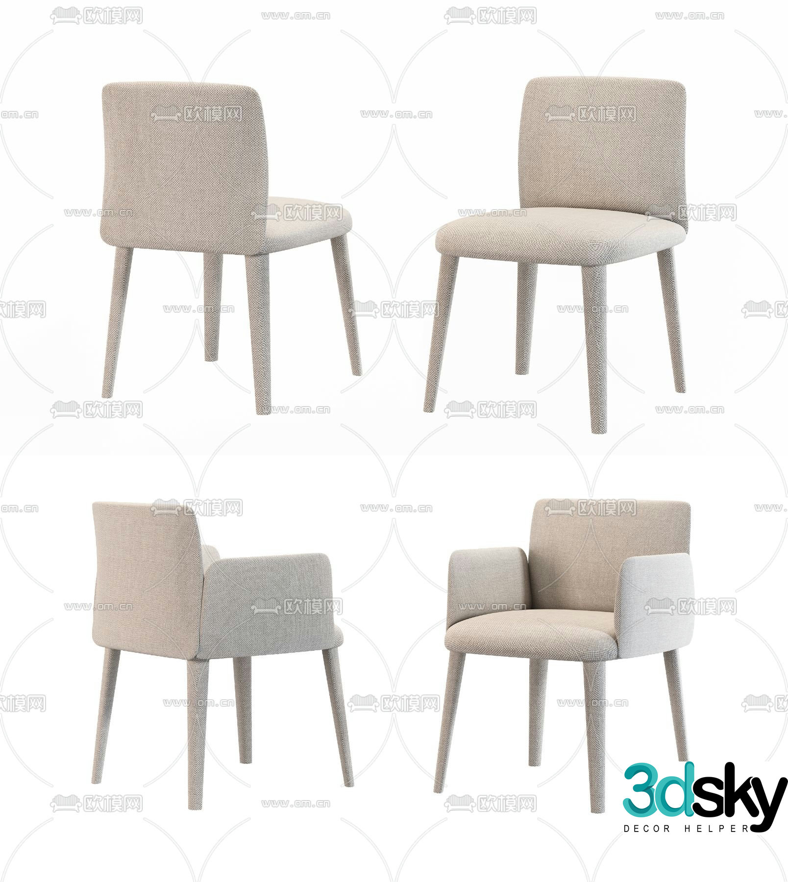 Italian LEMA modern chair dining chair 3d model