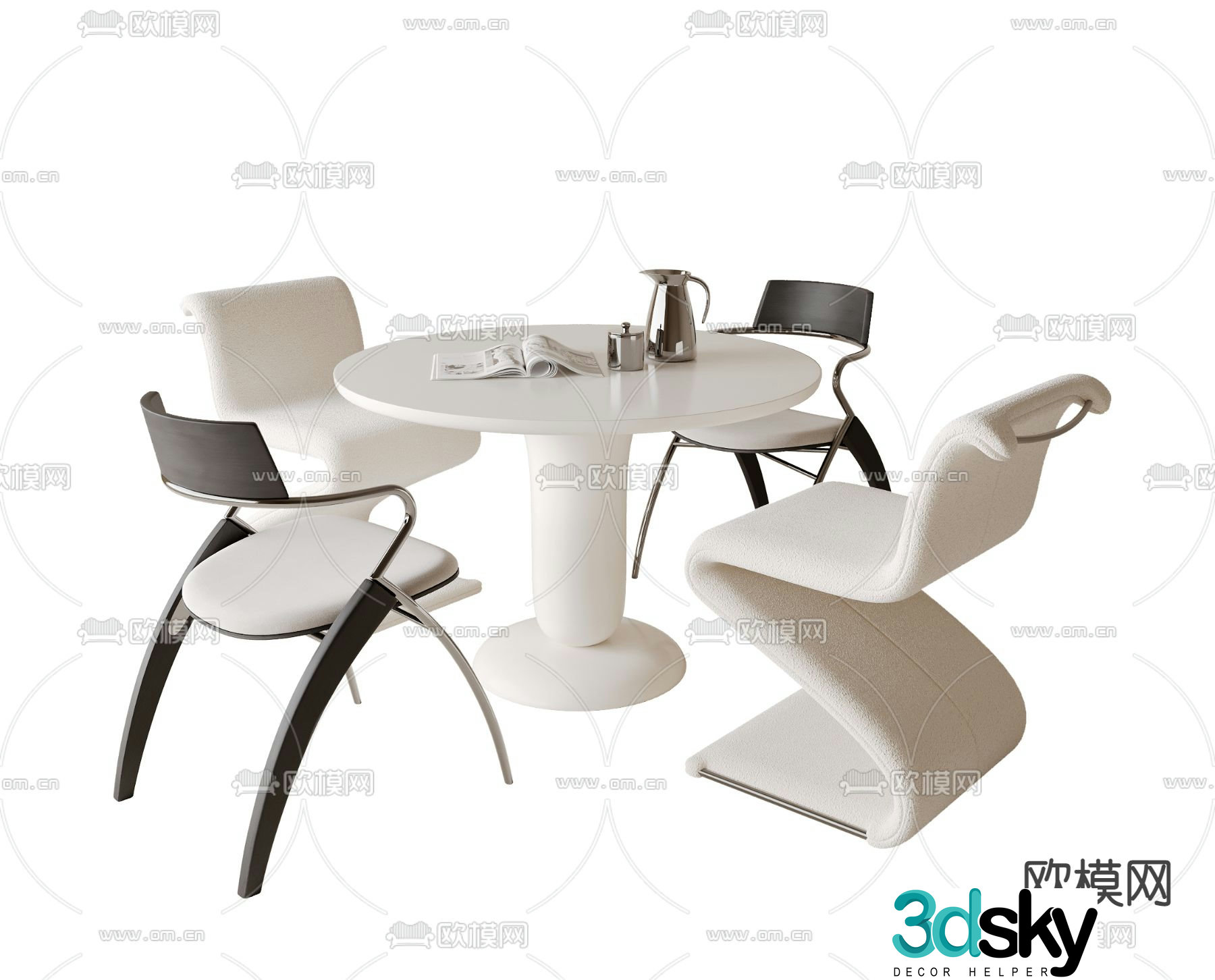 dining table and chairs marble dining table and chairs 3d model