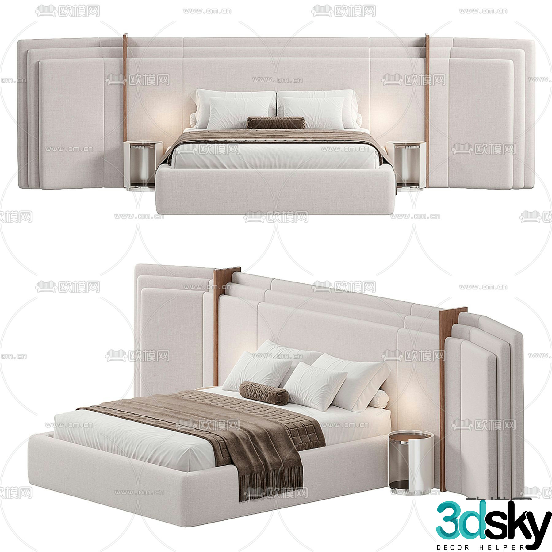 Modern double bed 3d model