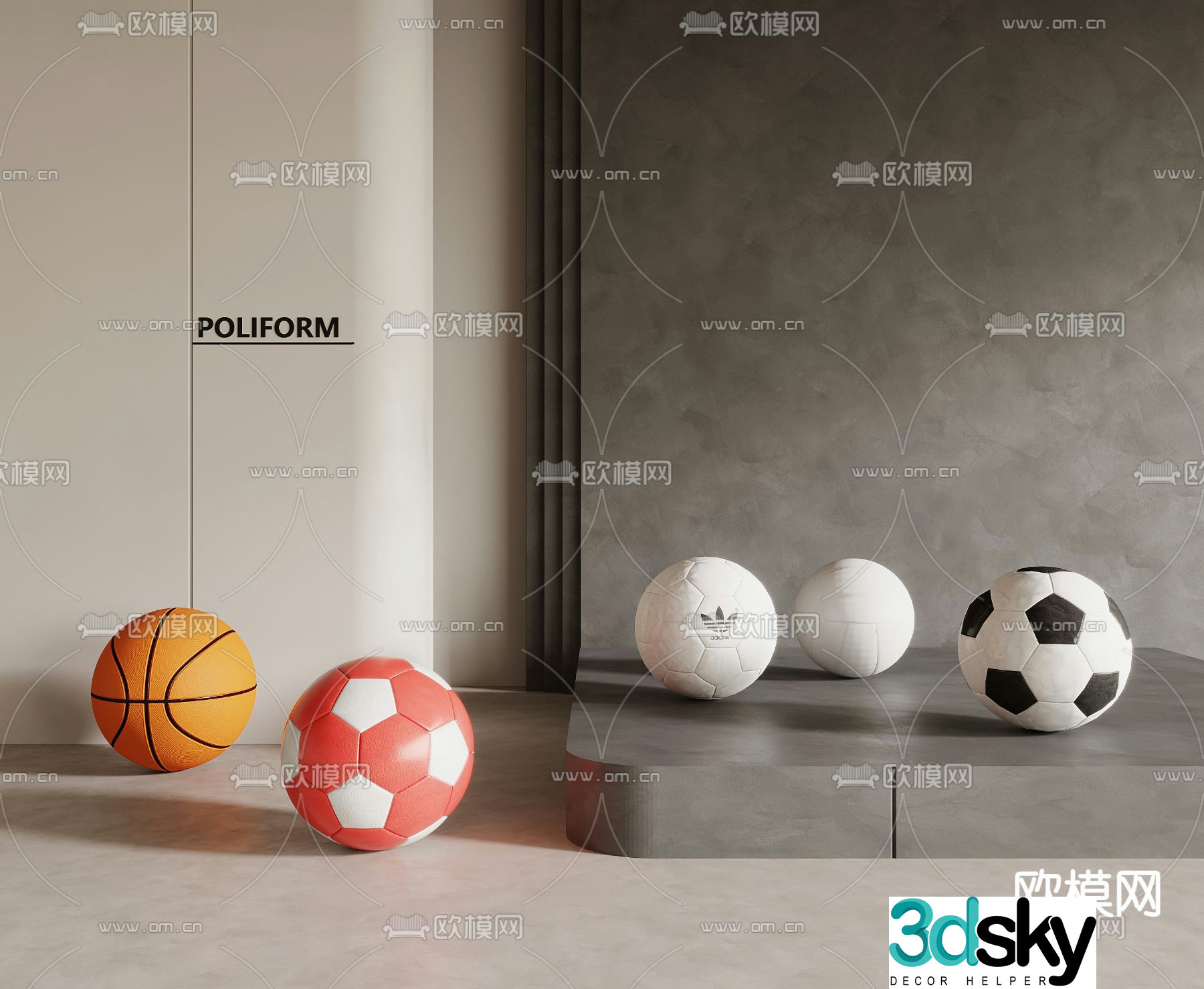 volleyball football basketball 3d model