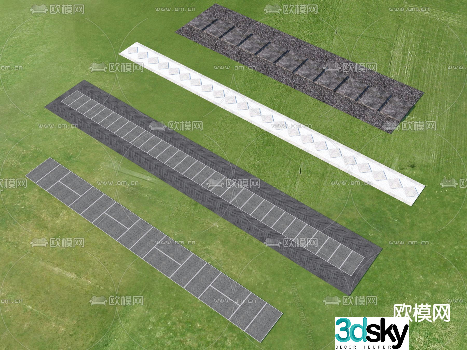 Landscape Garden Road Park Tingbu 3D model