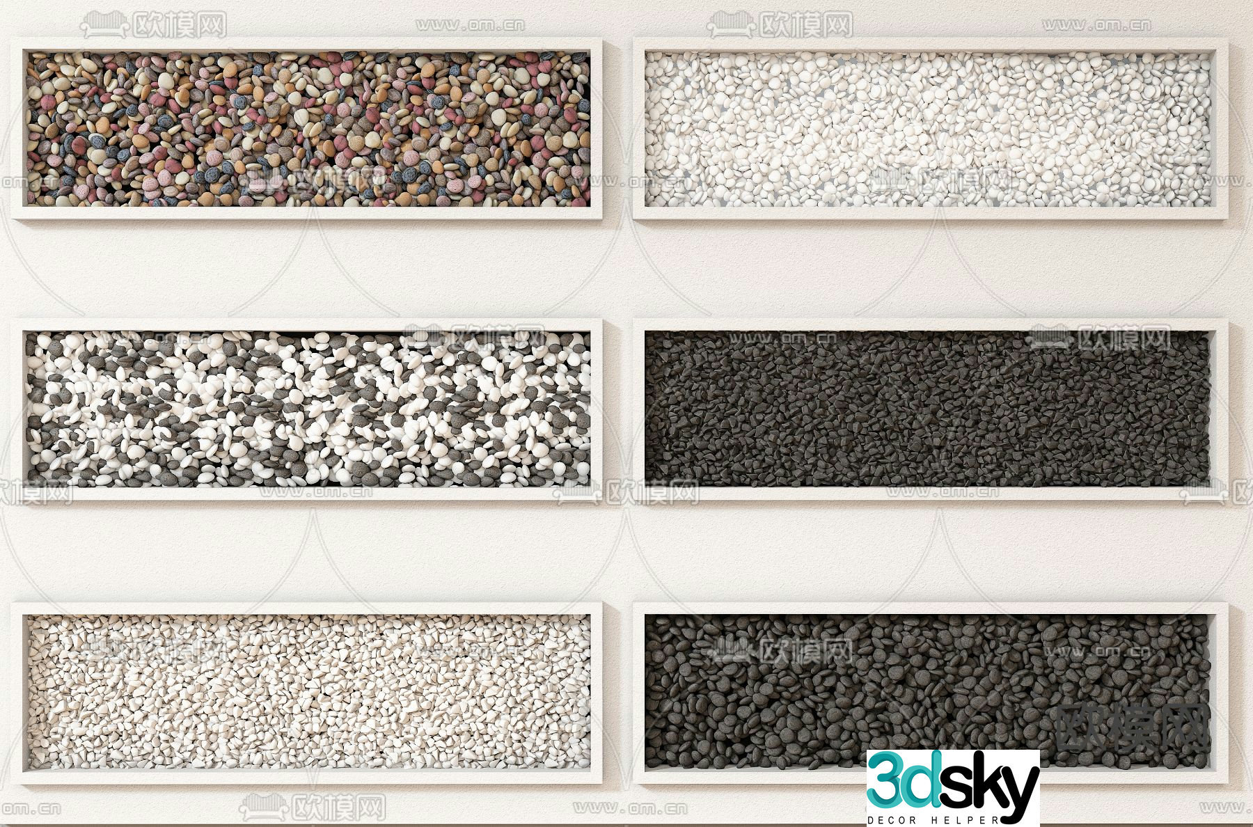 Cobblestone White Stone Yuhua Stone Gravel Cobblestone Paving 3D Model