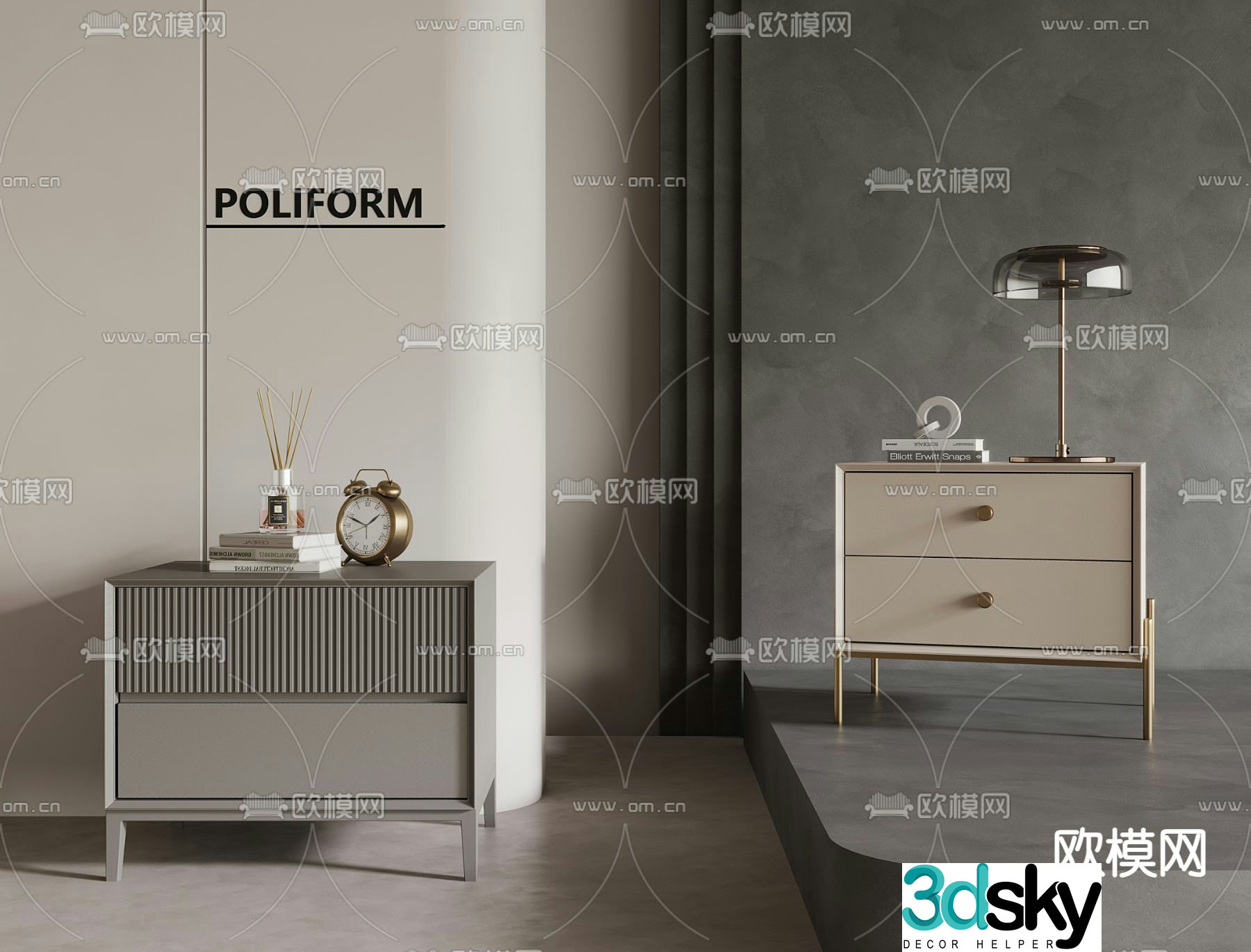 Modern bedside table 3d model