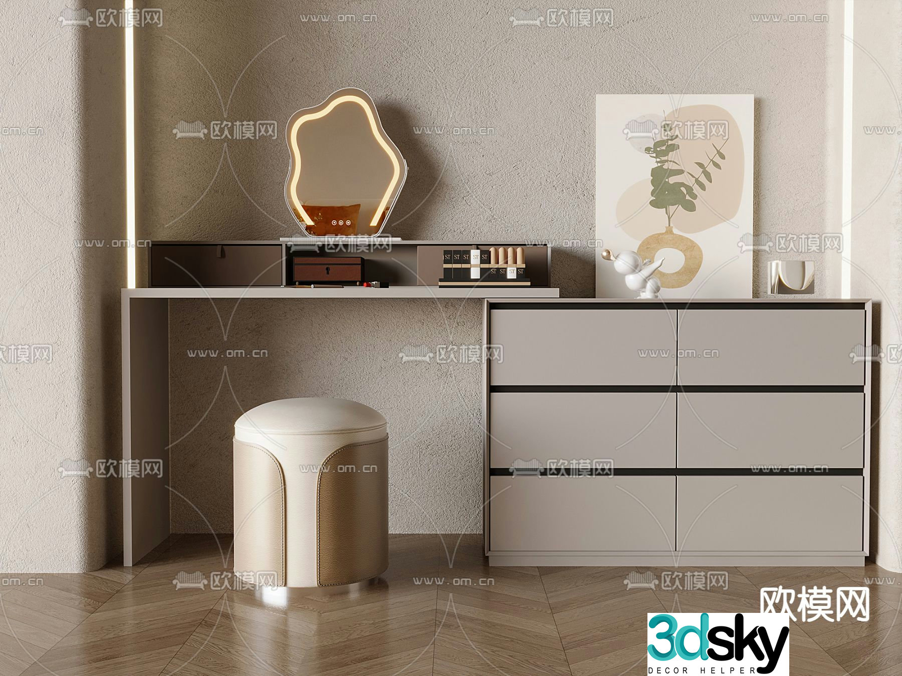 modern dressing table dressing table 3d model