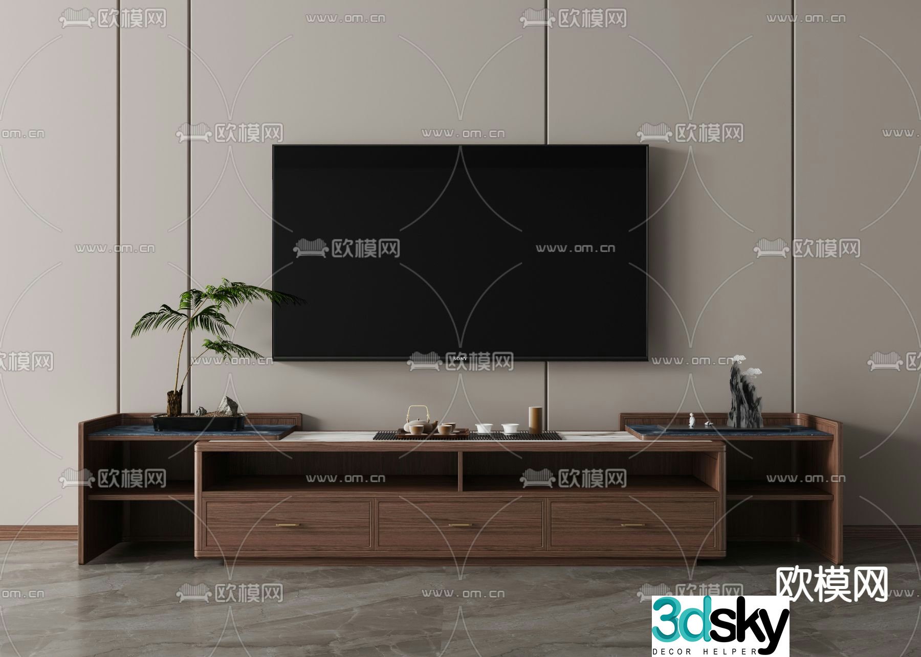 New Chinese style TV cabinet 3d model