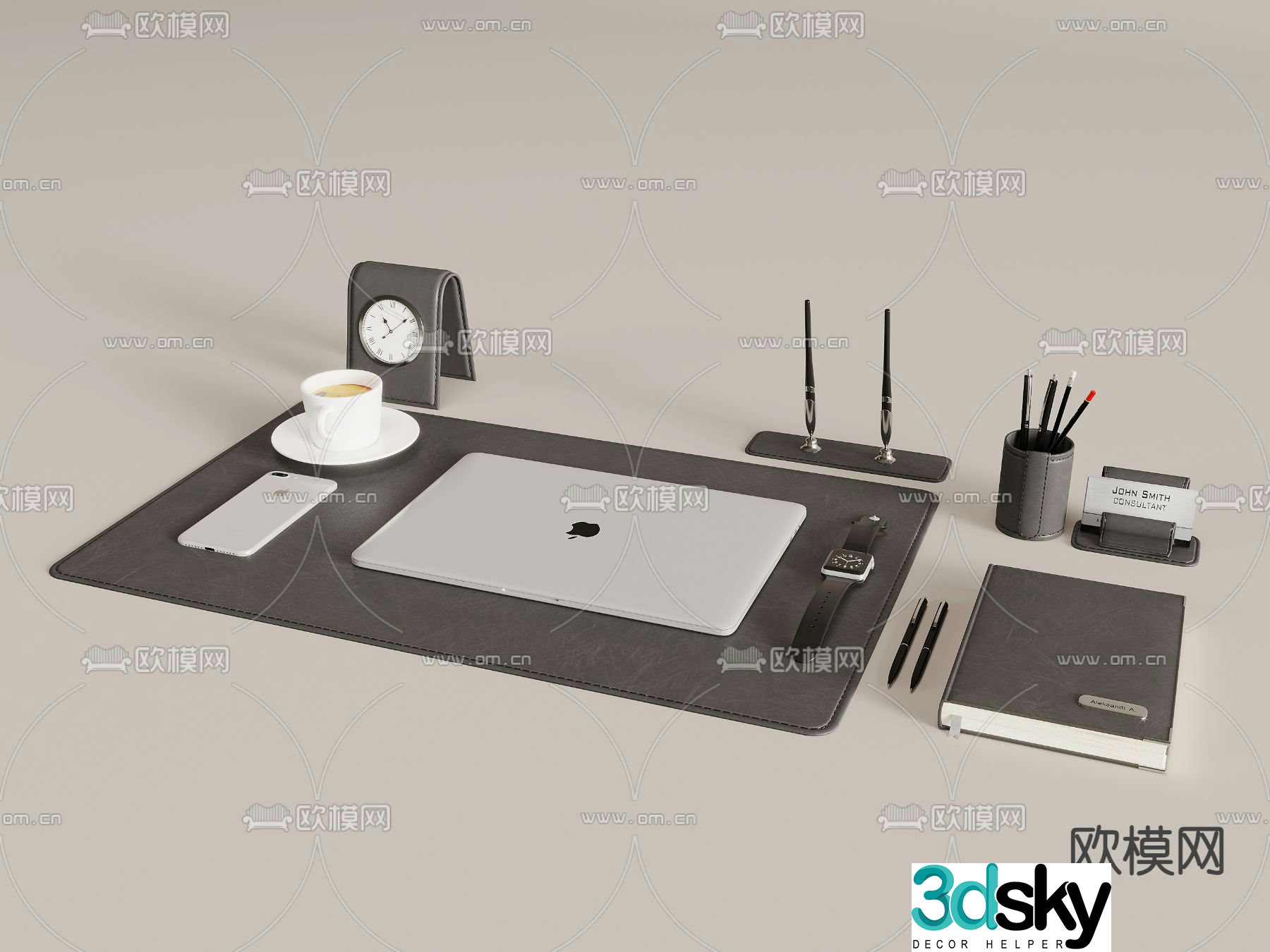 Office Supplies Desktop Ornaments Laptop 3D Model