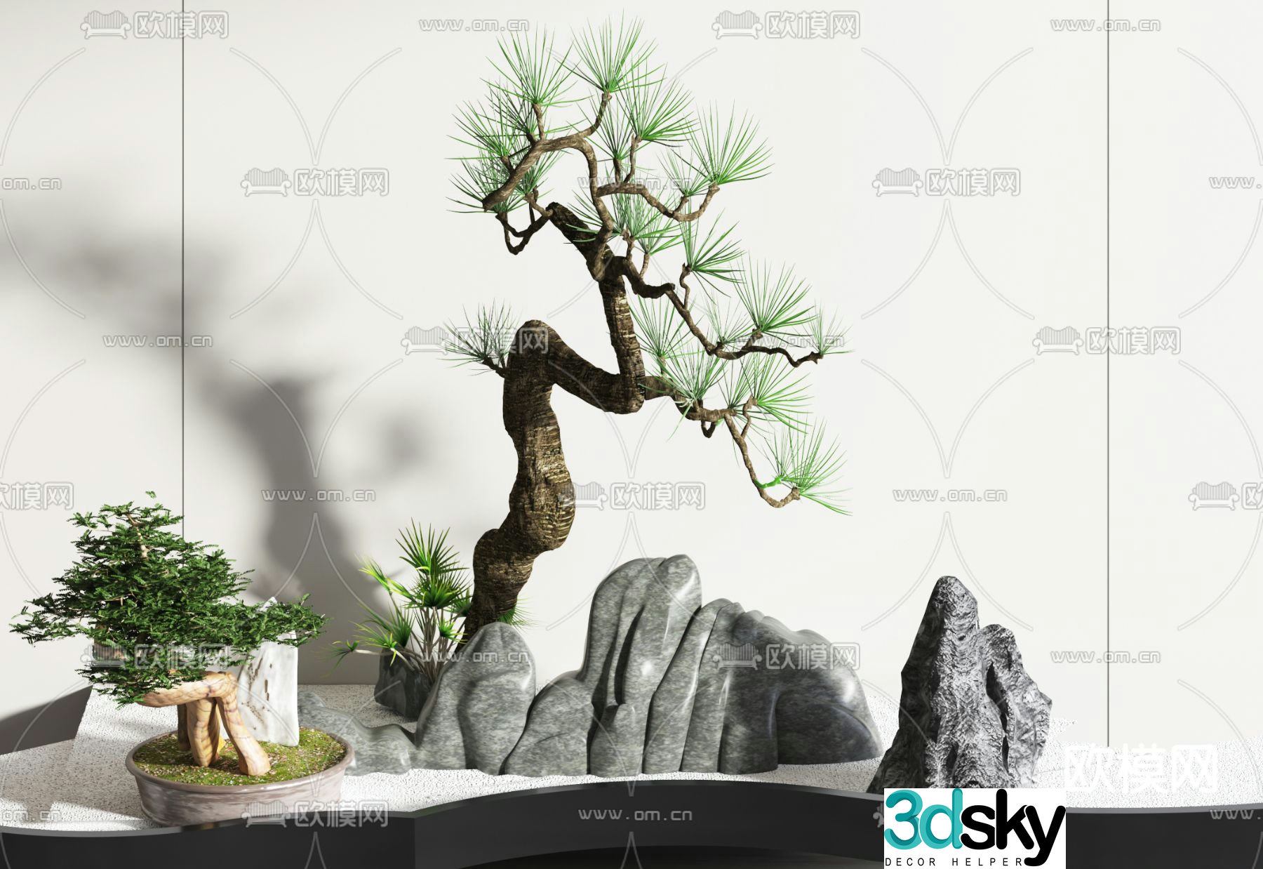 Landscape sketch pine tree landscaping 3D model