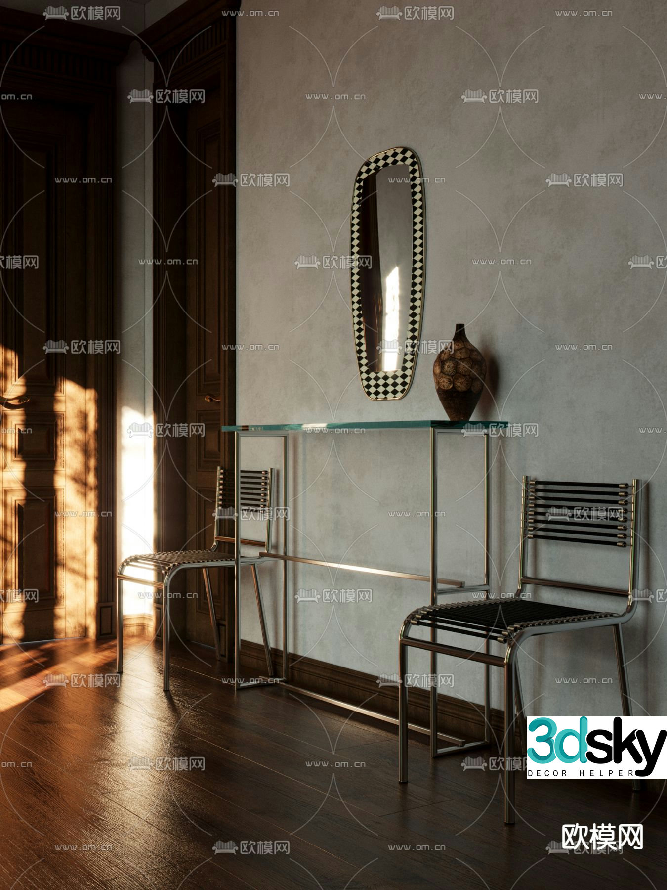 shadow chair chair single chair side table 3d model