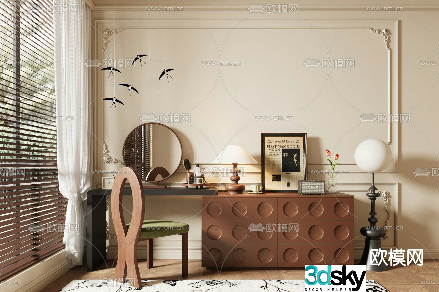 Medieval style dressing table 3d model