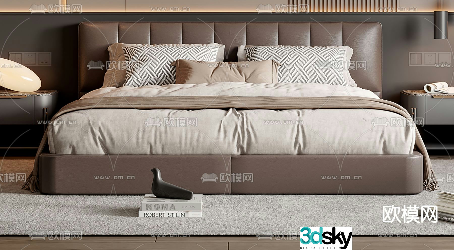 Italian double bed 3d model